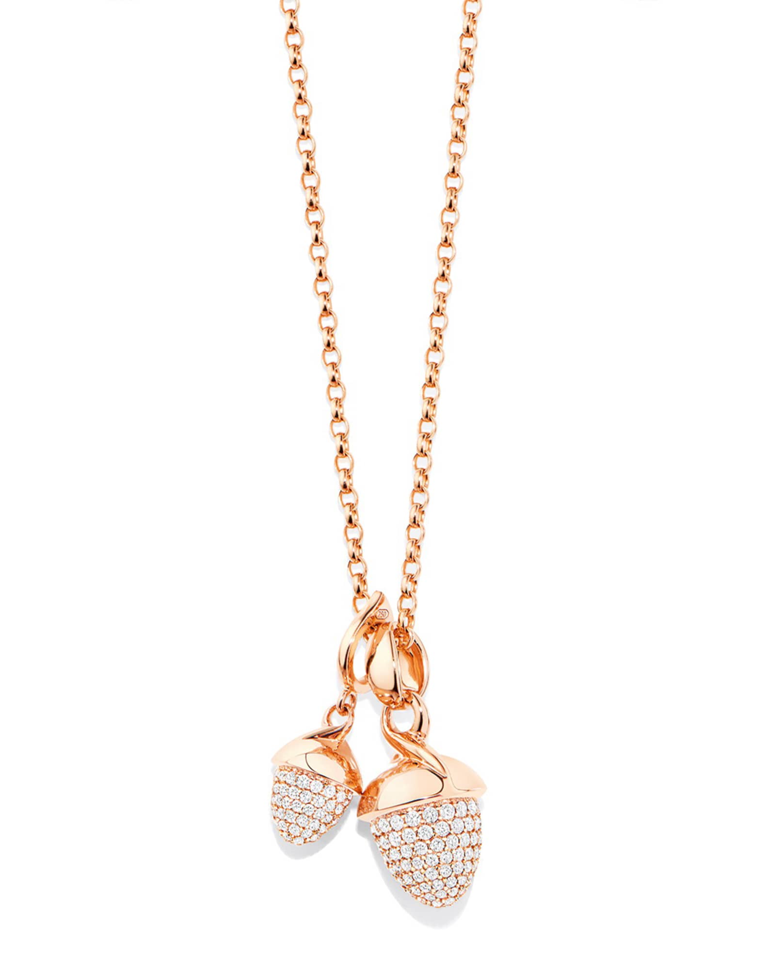 Mikado Flamenco 18K Rose Gold Diamond Pave Pendant 1