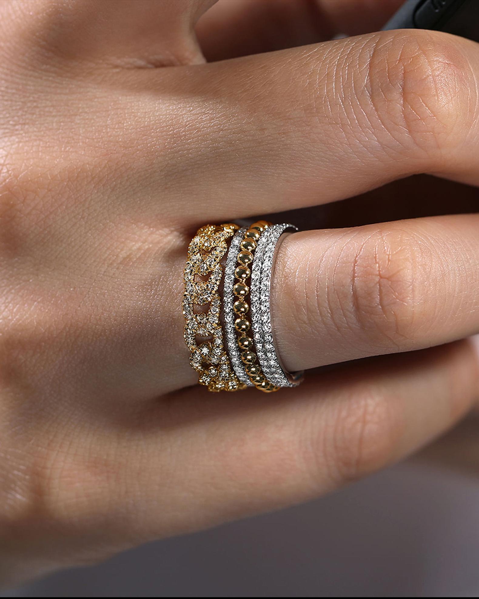 Gabriel & Co 14K White and Yellow Gold Bujukan Diamond Easy Stackable ...