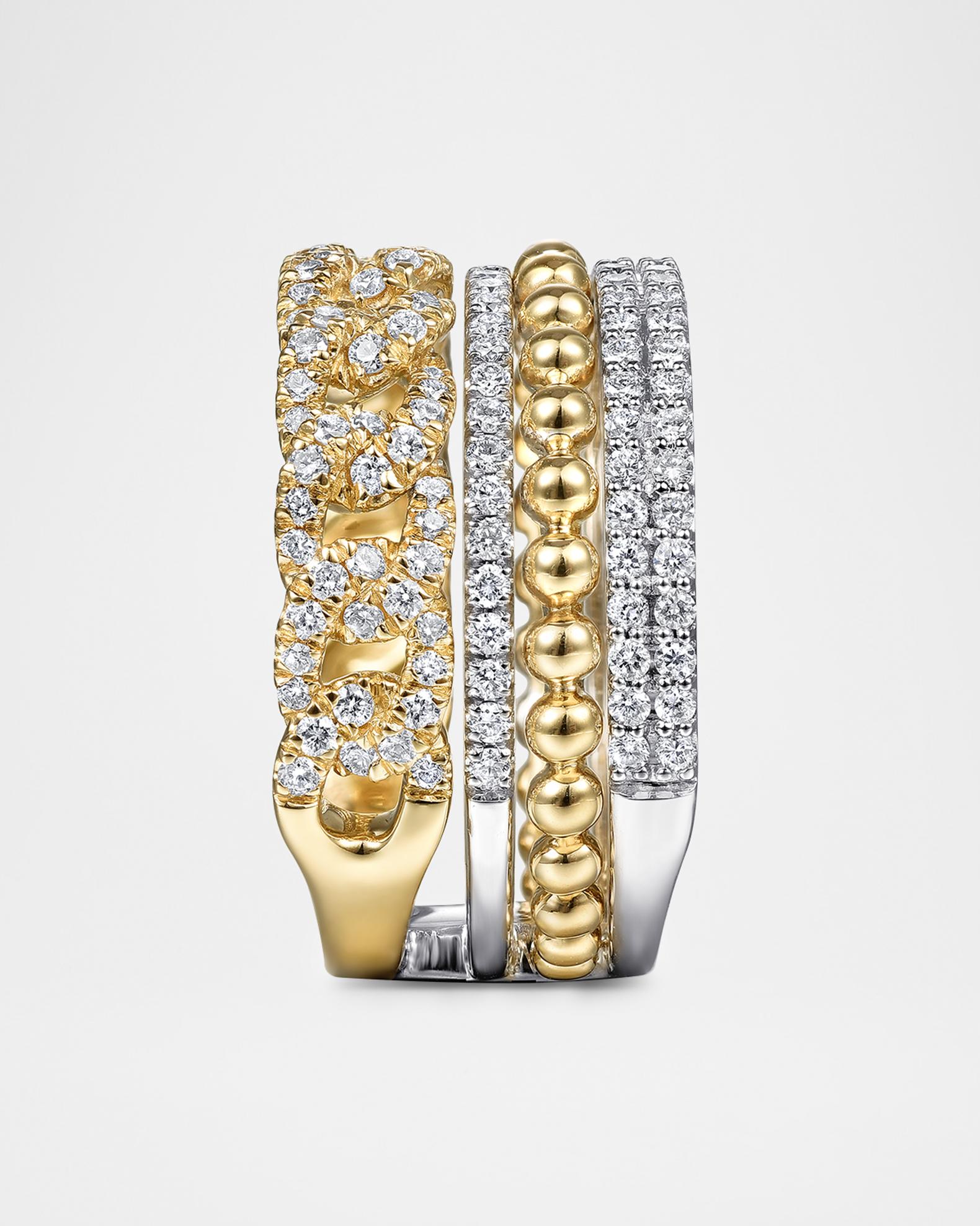 Gabriel & Co 14K White and Yellow Gold Bujukan Diamond Easy Stackable ...