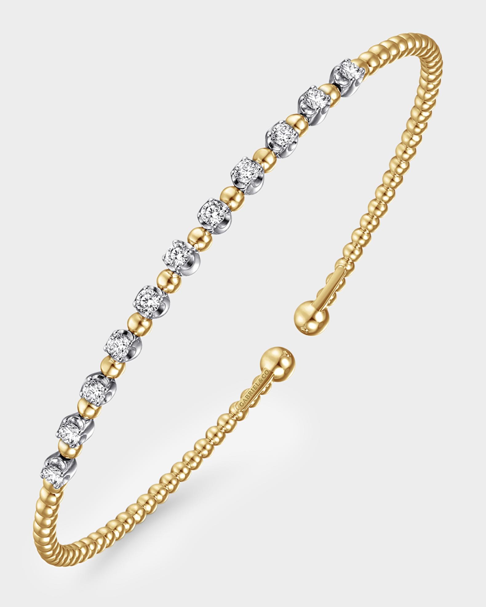 Gabriel & Co 14K White and Yellow Gold Bujukan Diamond Split Bangle ...