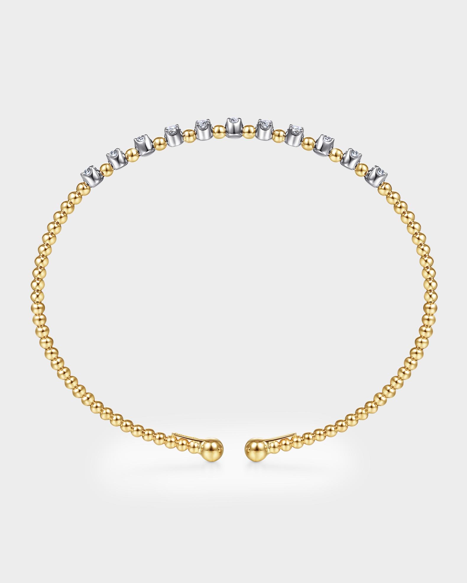 Gabriel & Co 14K White and Yellow Gold Bujukan Diamond Split Bangle ...