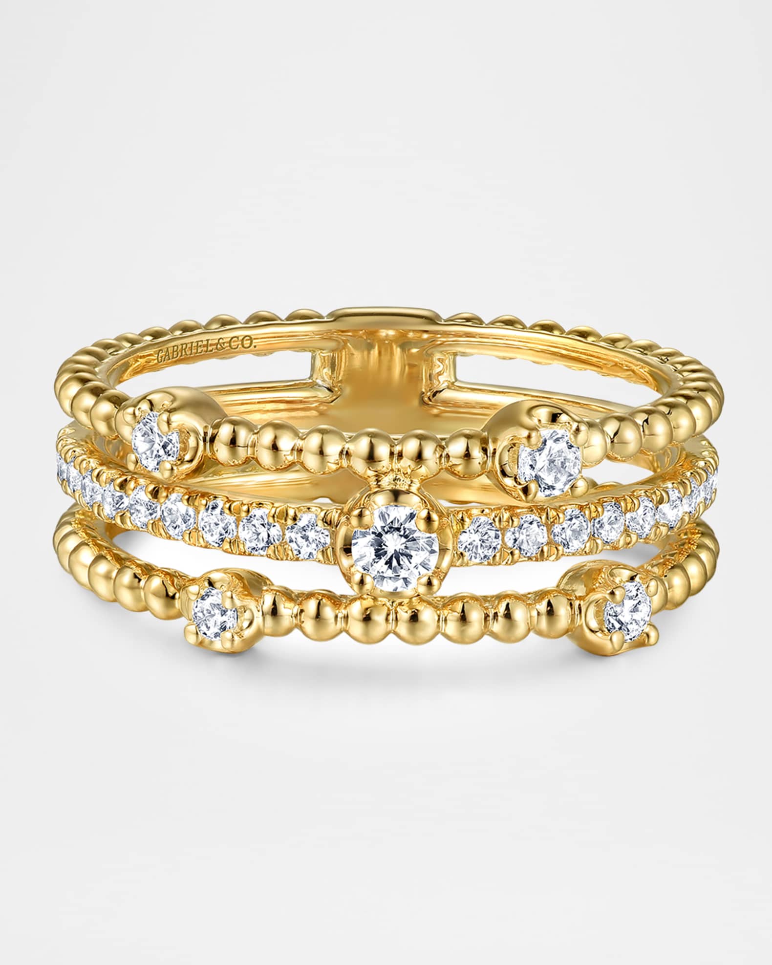 Gabriel & Co 14K Yellow Gold Diamond Easy Stackable Bujukan Ring ...