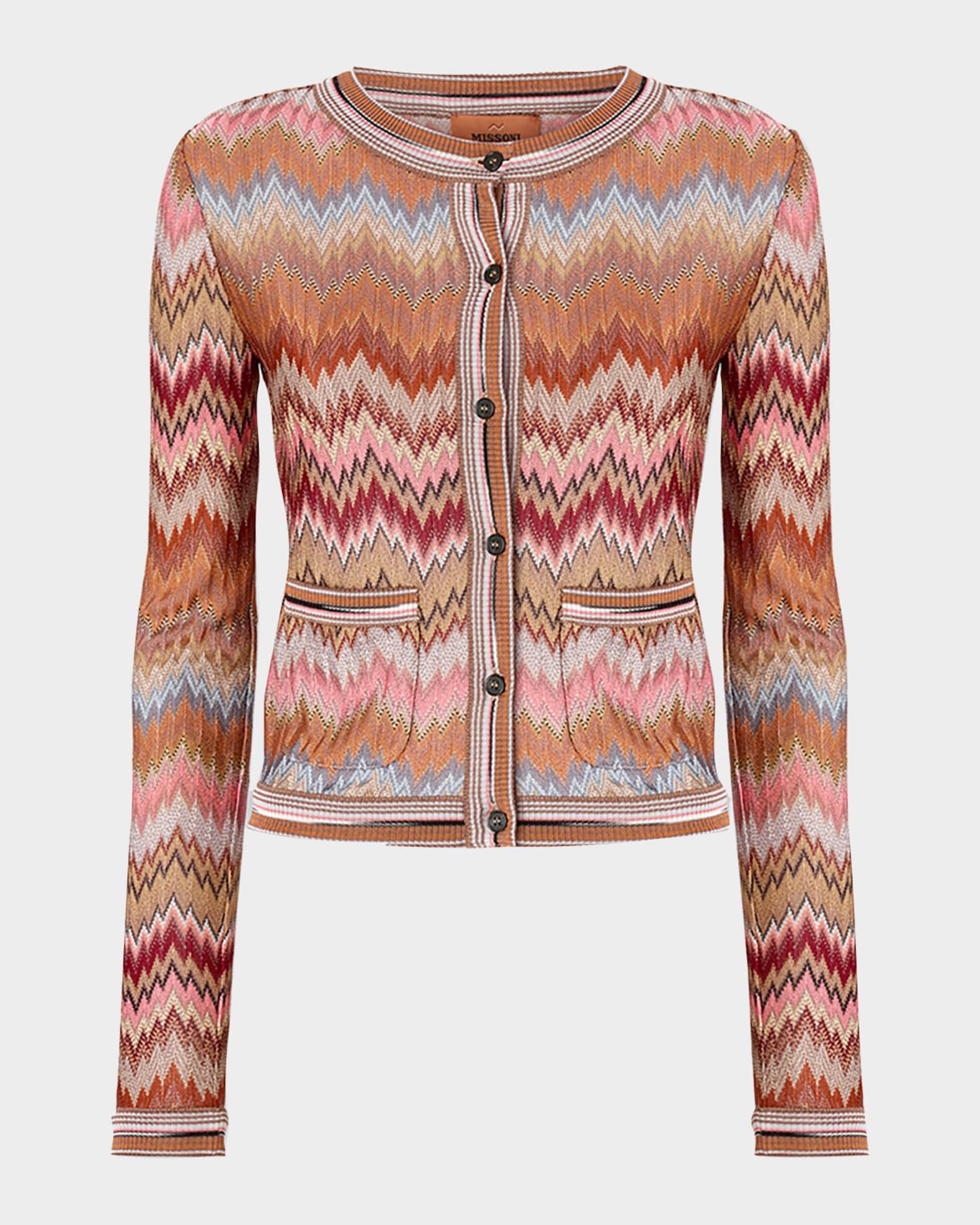 Missoni Multicolor Snake Chevron Crewneck Cardigan | Neiman Marcus