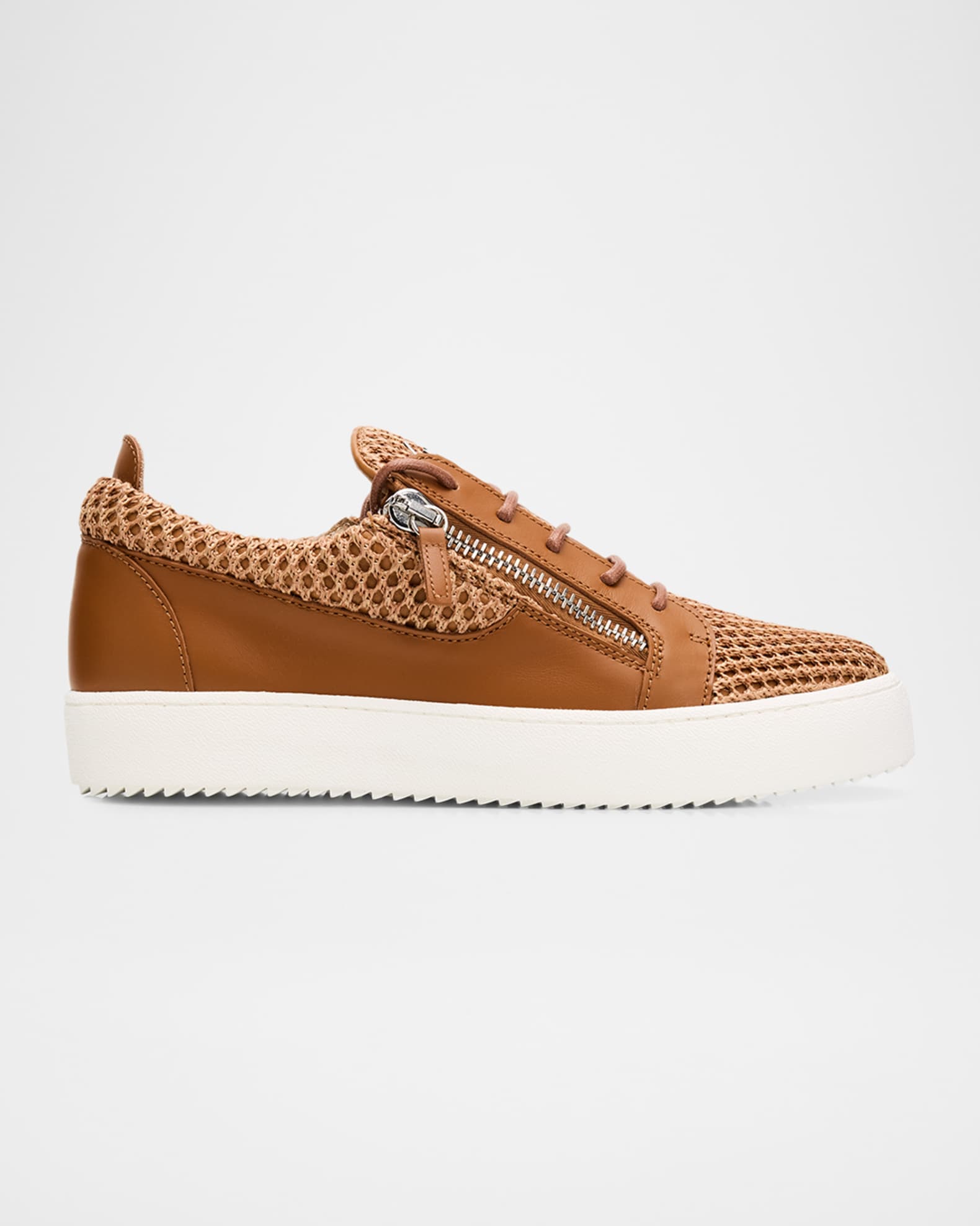 Giuseppe Zanotti Men's Frankie Mesh & Leather Double-Zip Sneakers
