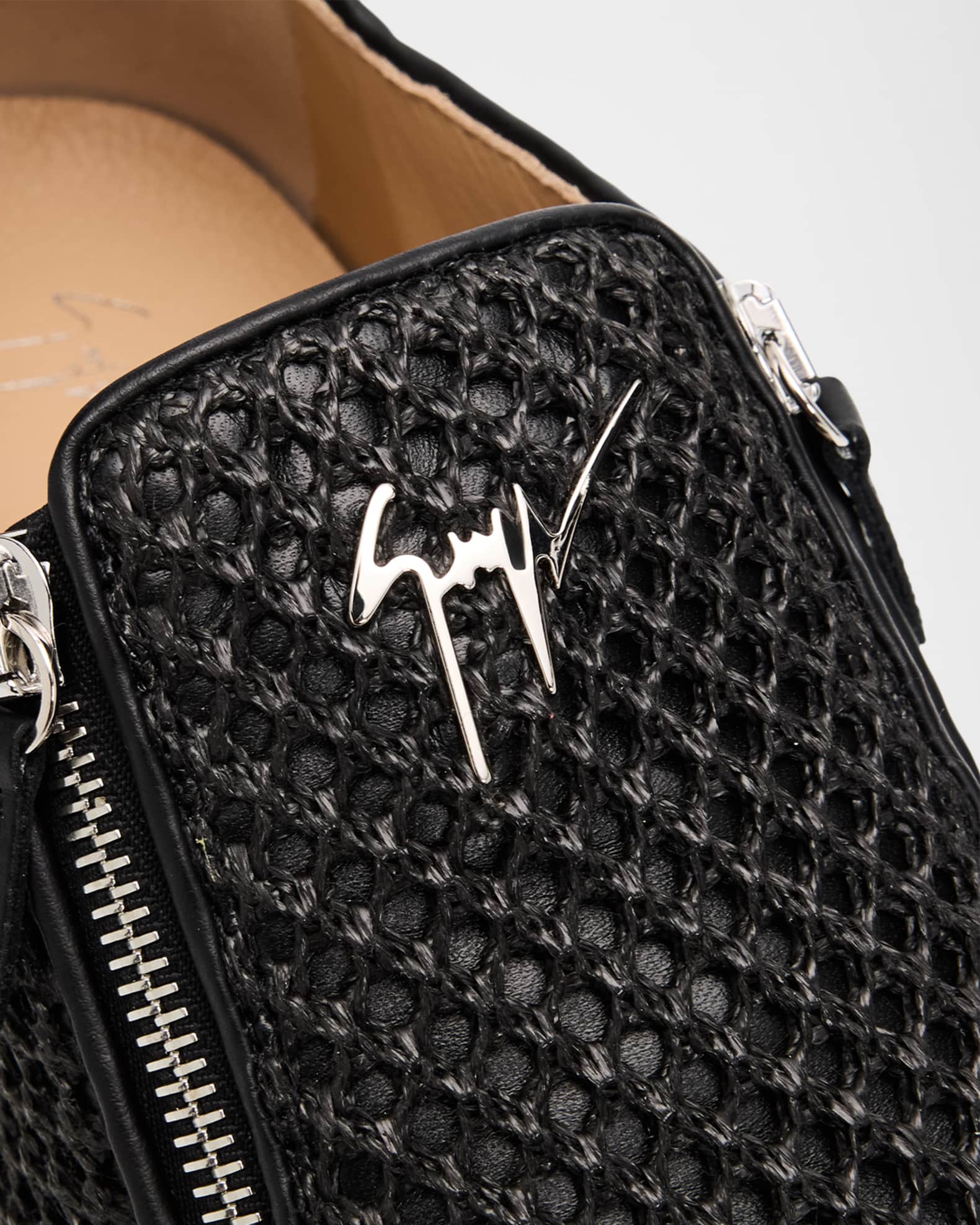 merci/P Giuseppe Zanotti Men's Mesh & Leather Double-Zip Sneakers | Neiman