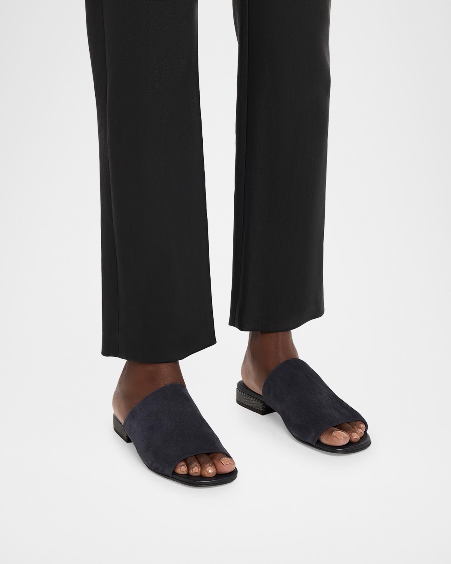 Brunello Cucinelli Black Suede Slides Brunello Cucinelli Suede Slide Sandals with Monili Heel  main image 3