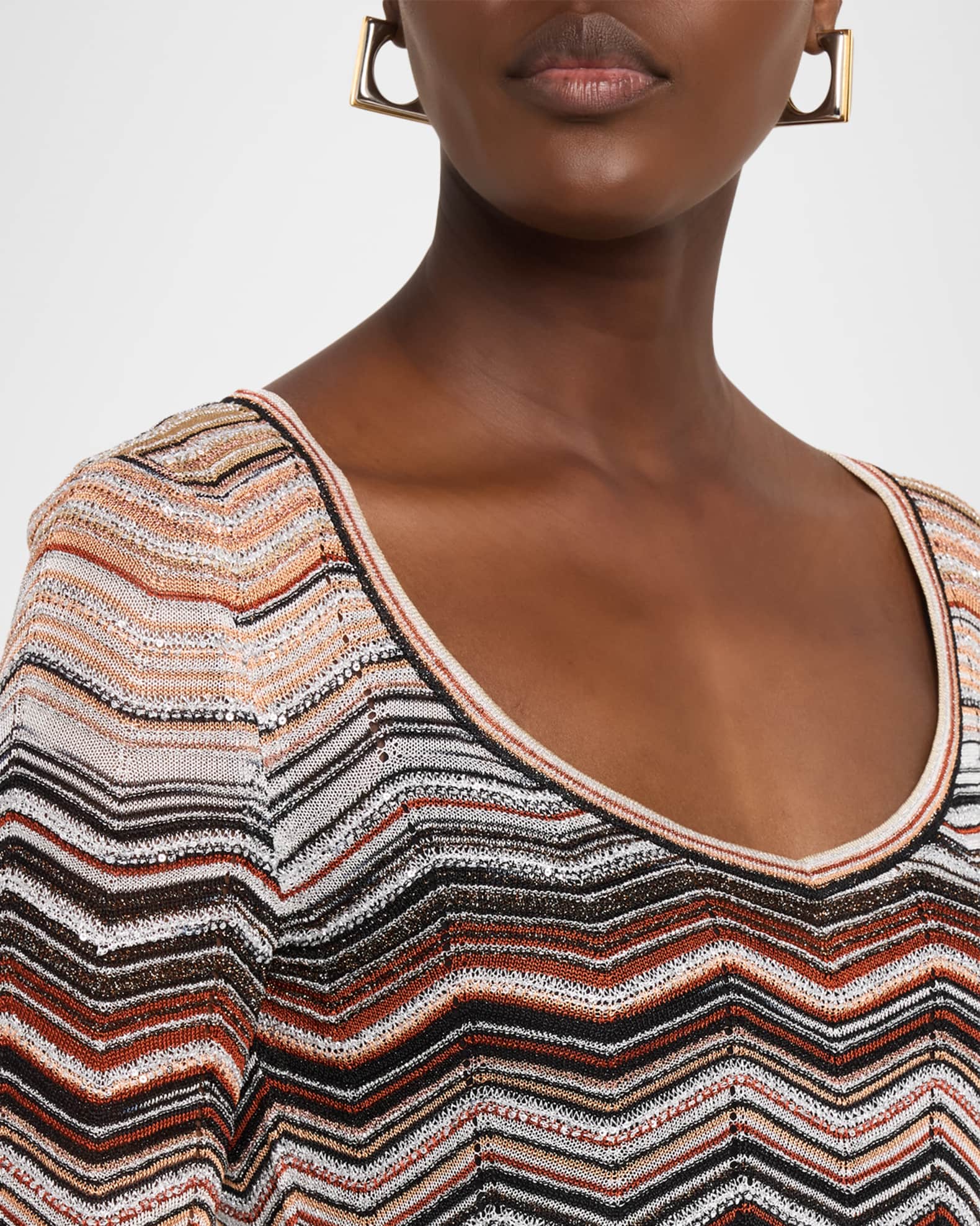 m missoni chevron knit dress M Missoni Multicolor Chevron Patterned Knit V-Neck Dress S M Missoni