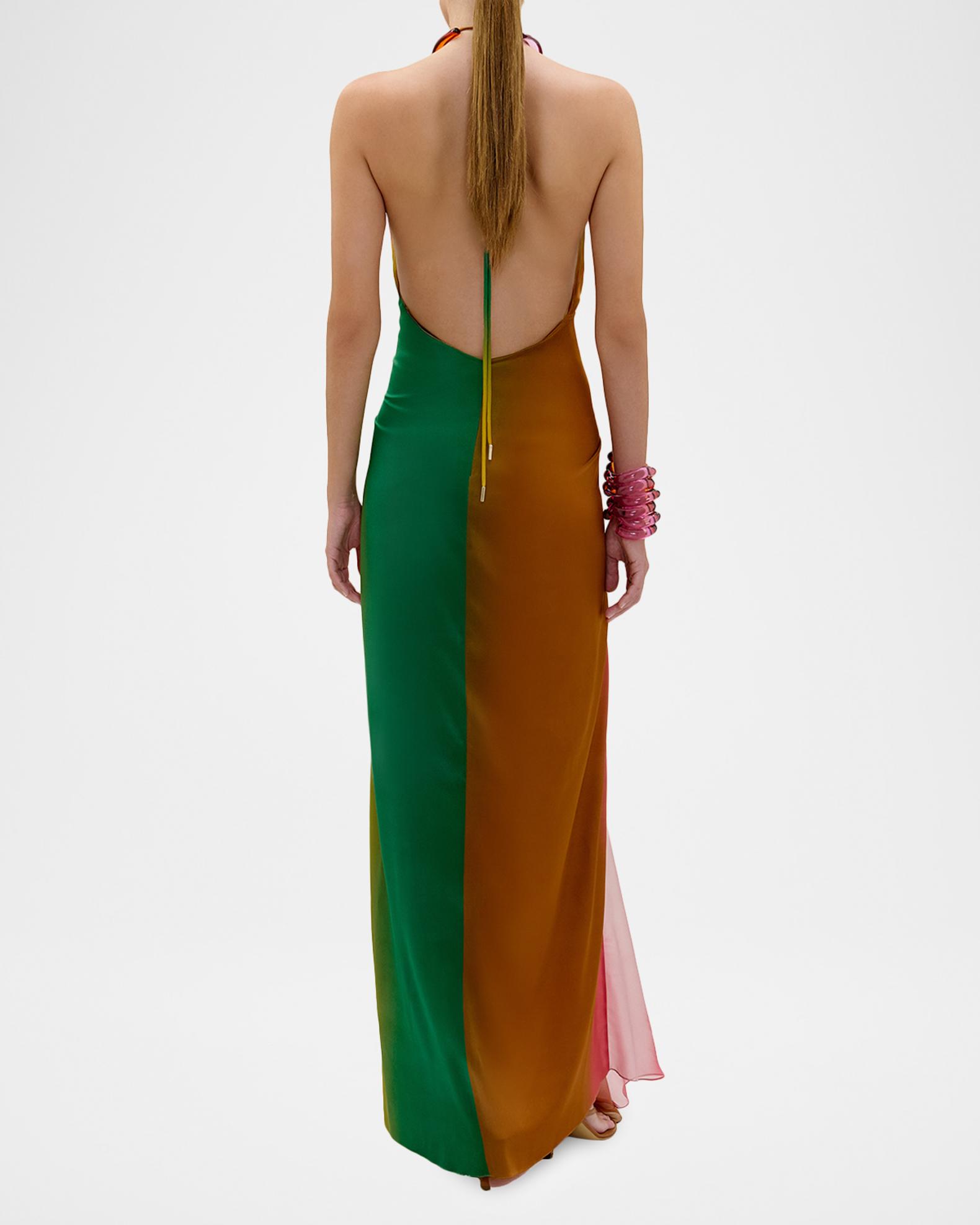 silvia tcherassi halter dress Silvia Tcherassi Dixon Twisted Satin Plunging Halter Maxi Dress