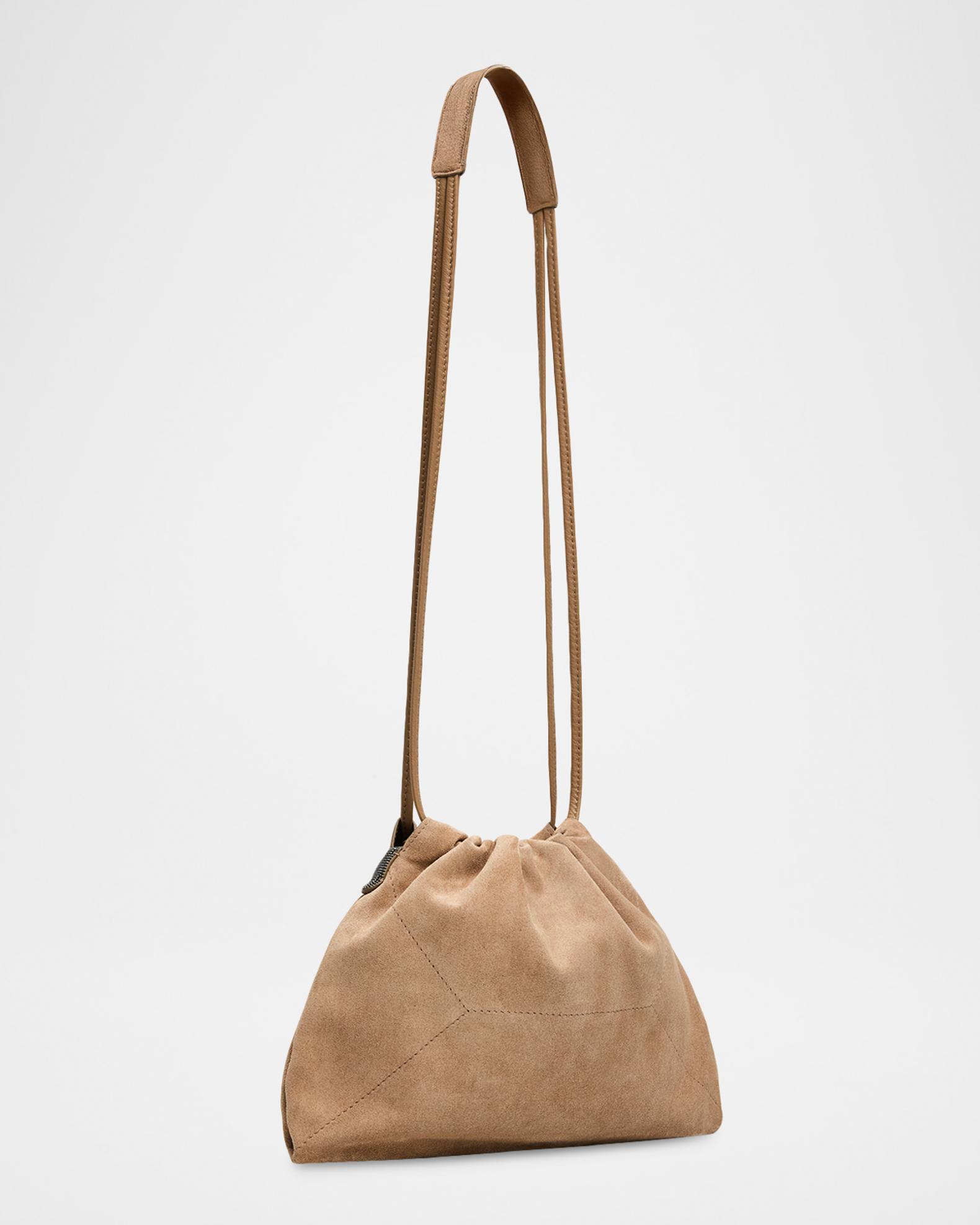 Brunello Cucinelli Suede Drawstring Pouch Bag | Neiman Marcus