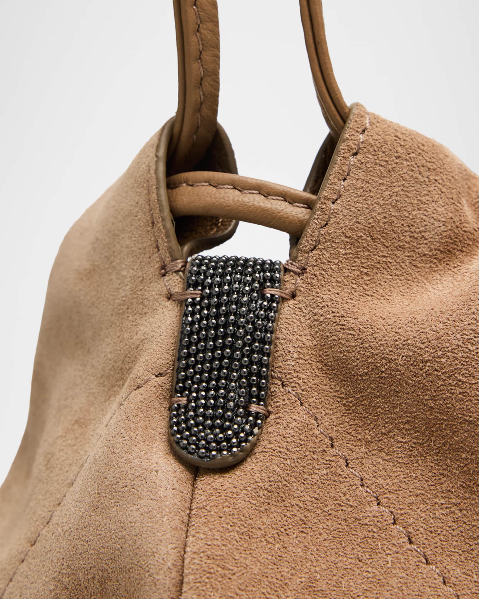 [BRUNELLO CUCINELLI クチネリ　 ショルダーストラップ&ポーチ Brunello Cucinelli Suede Drawstring Pouch Bag | Neiman Marcus