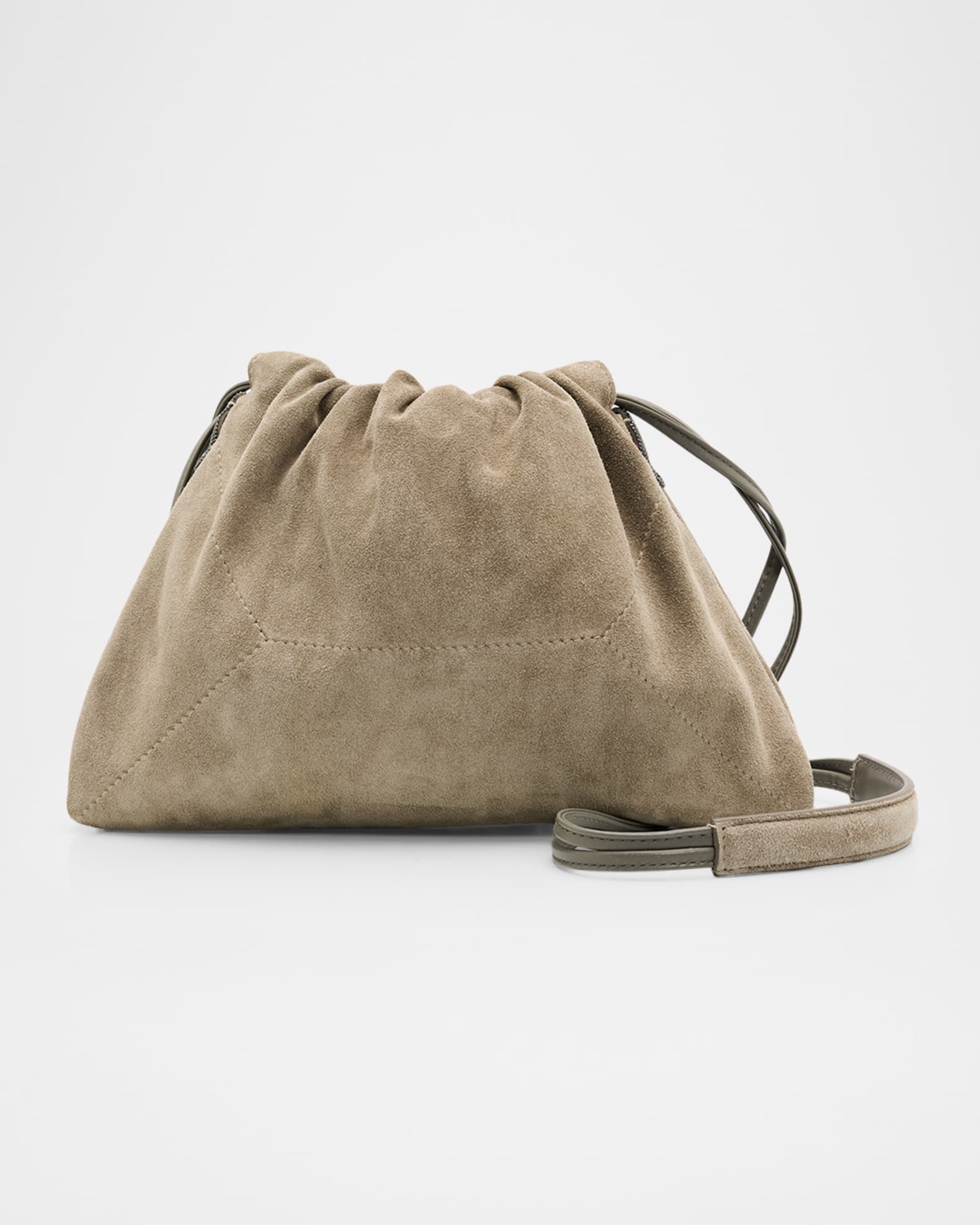 Brunello Cucinelli Suede Drawstring Pouch Bag | Neiman Marcus