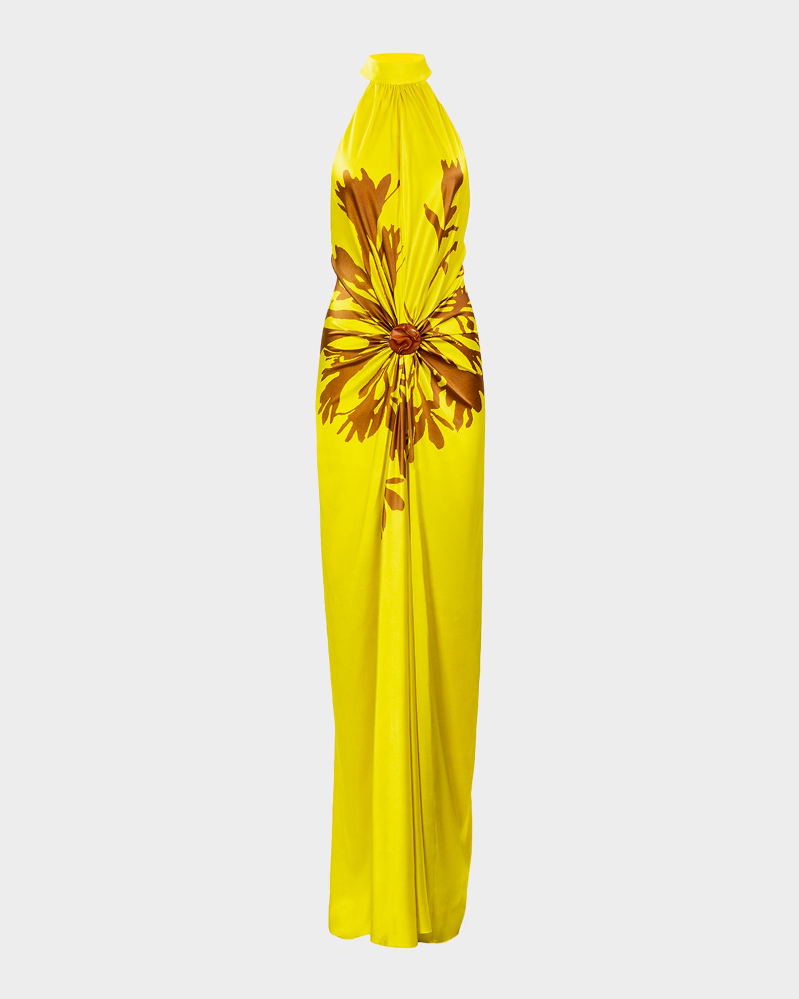 Silvia Tcherassi Koori Gathered Silk Halter Maxi Dress | Neiman Marcus