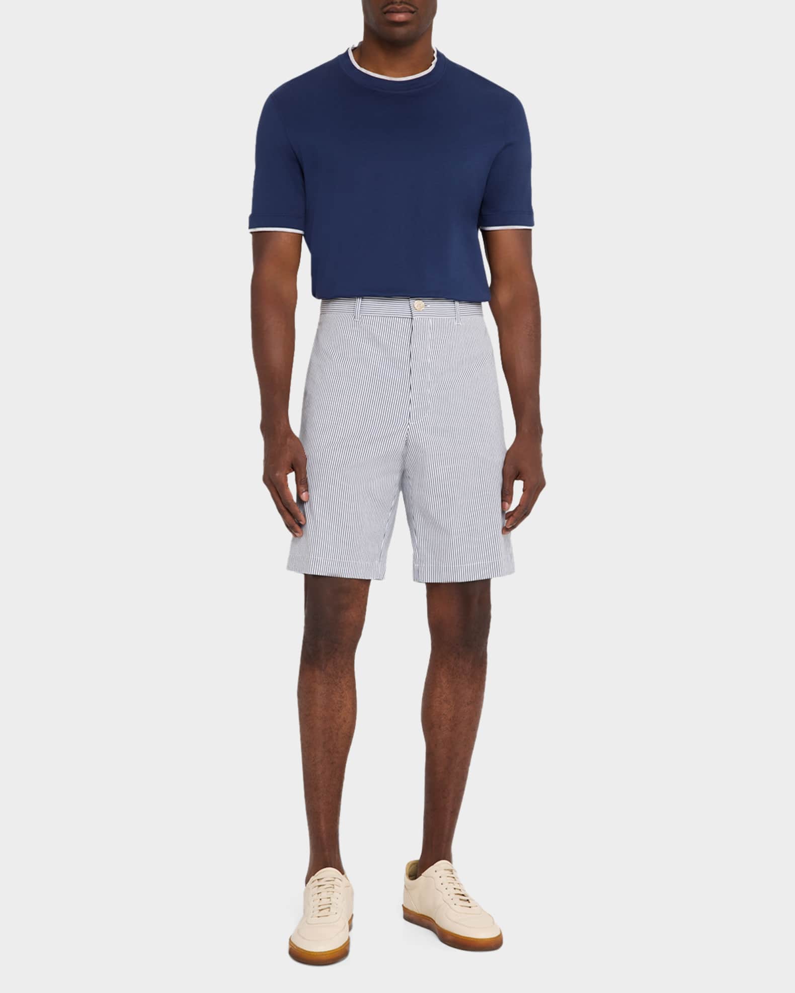 Brunello Cucinelli Men's Micro Stripe Bermuda Shorts | Neiman Marcus