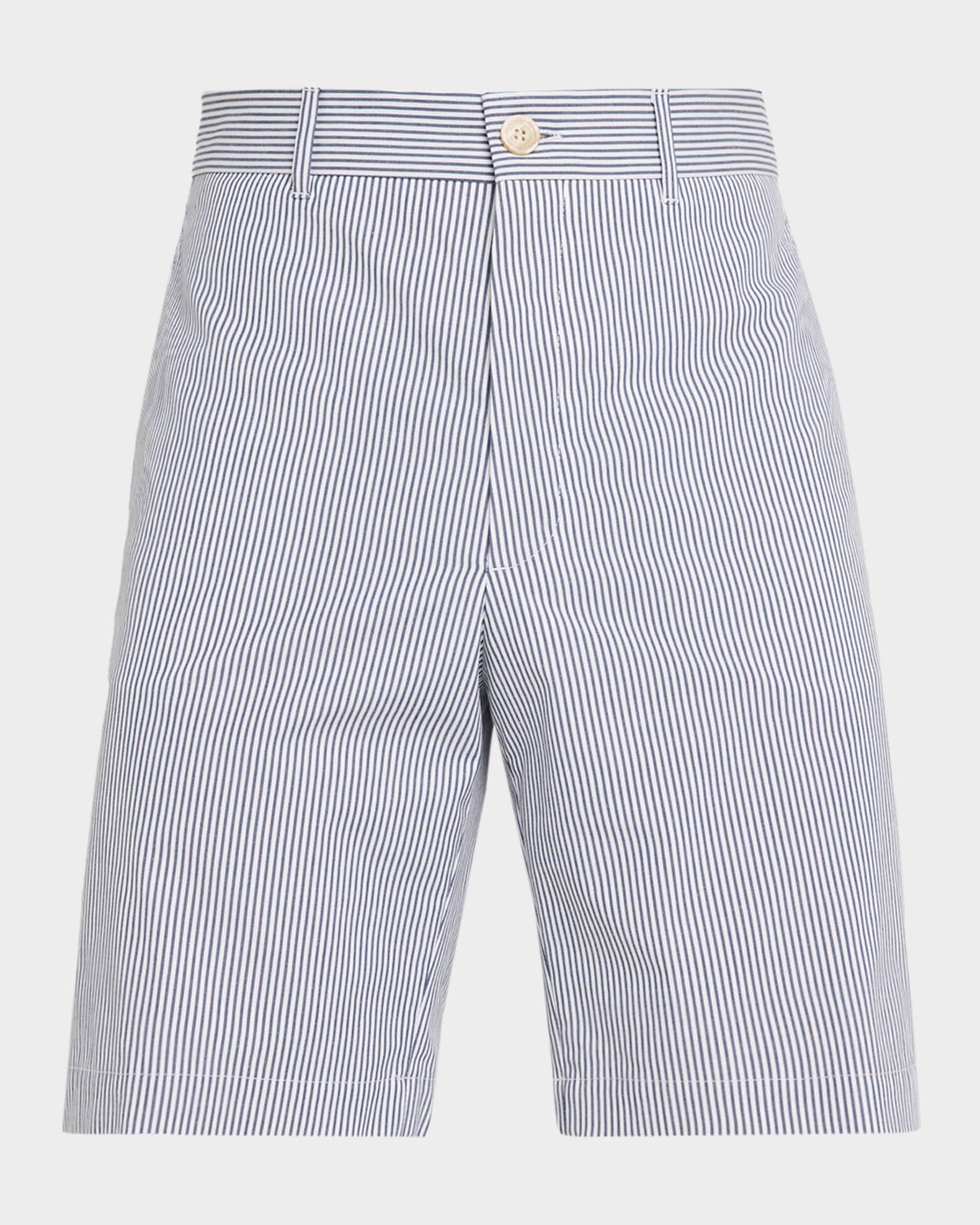 Brunello Cucinelli Men's Micro Stripe Bermuda Shorts | Neiman Marcus