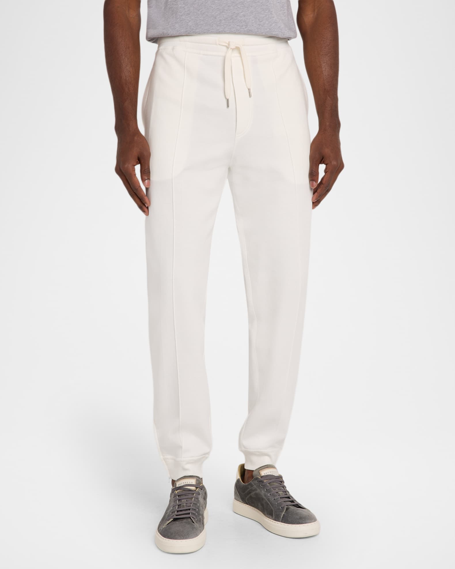 Brunello Cucinelli Men's Tennis Pintuck Drawstring Pants | Neiman
