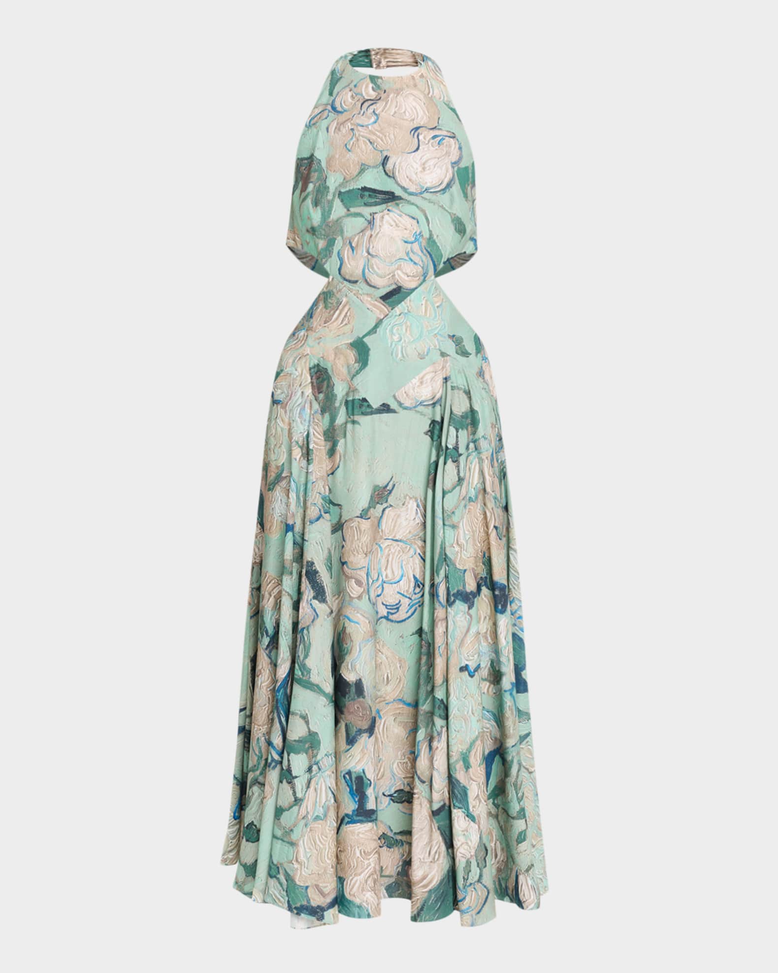 Givenchy Floral-Print Cutout Halter Midi Dress | Neiman Marcus