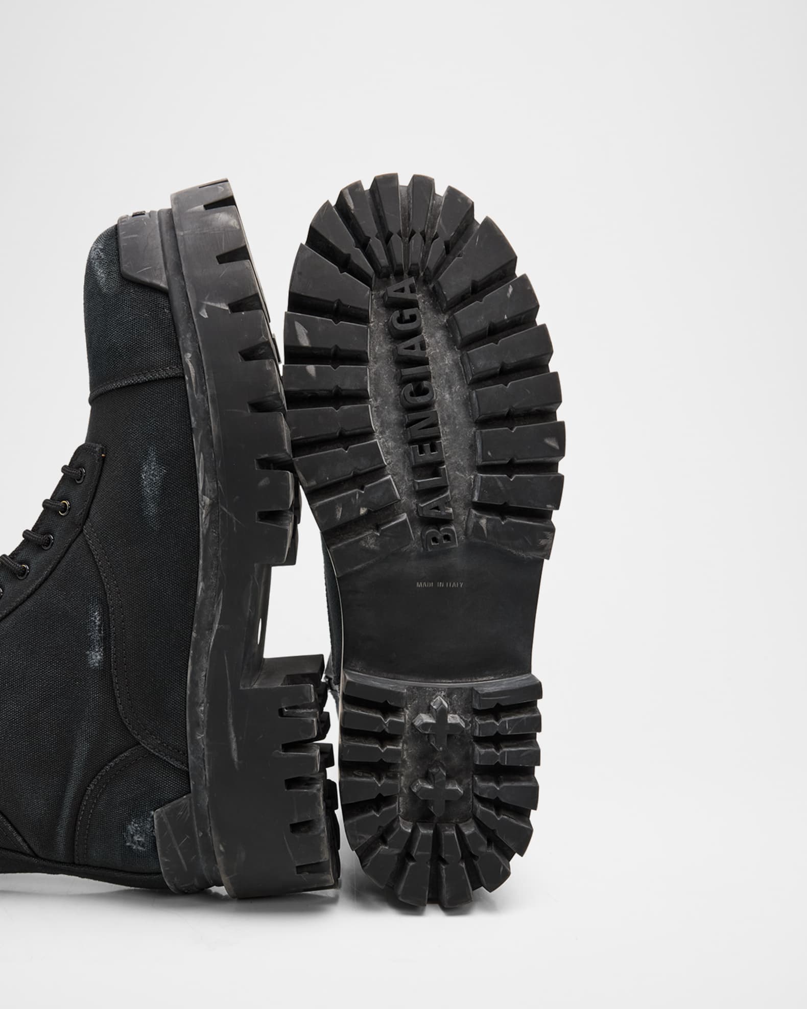 Balenciaga Men's Combat Strike Lace-Up Boots | Neiman Marcus