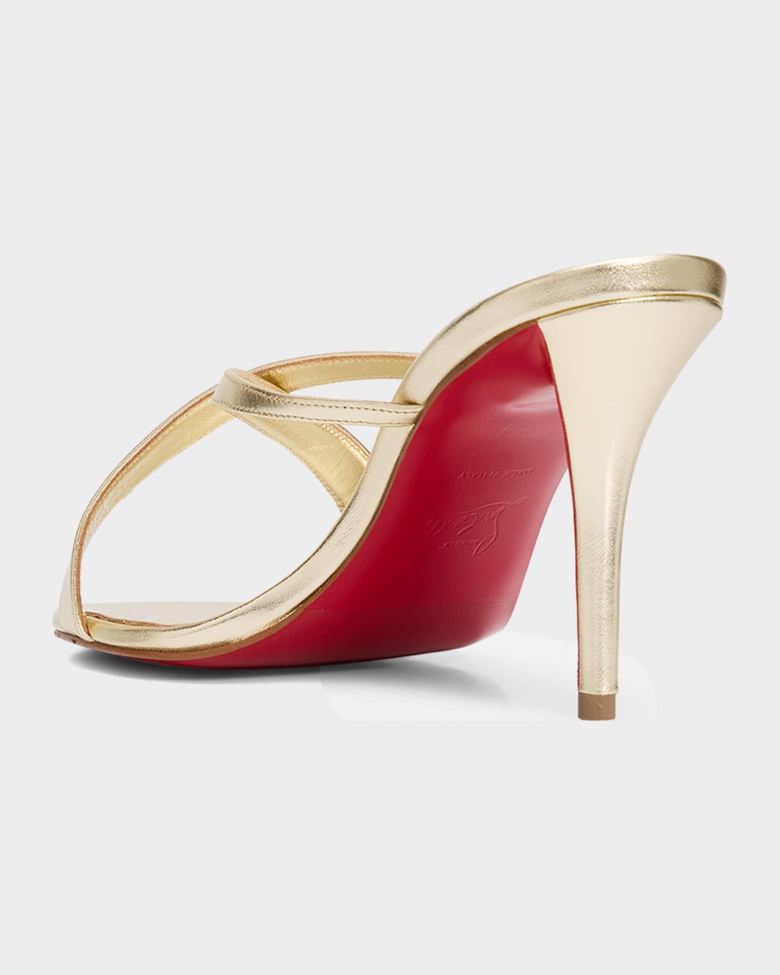 Christian Louboutin 80mm Mulazee Metallic Leather Sandals | Neiman