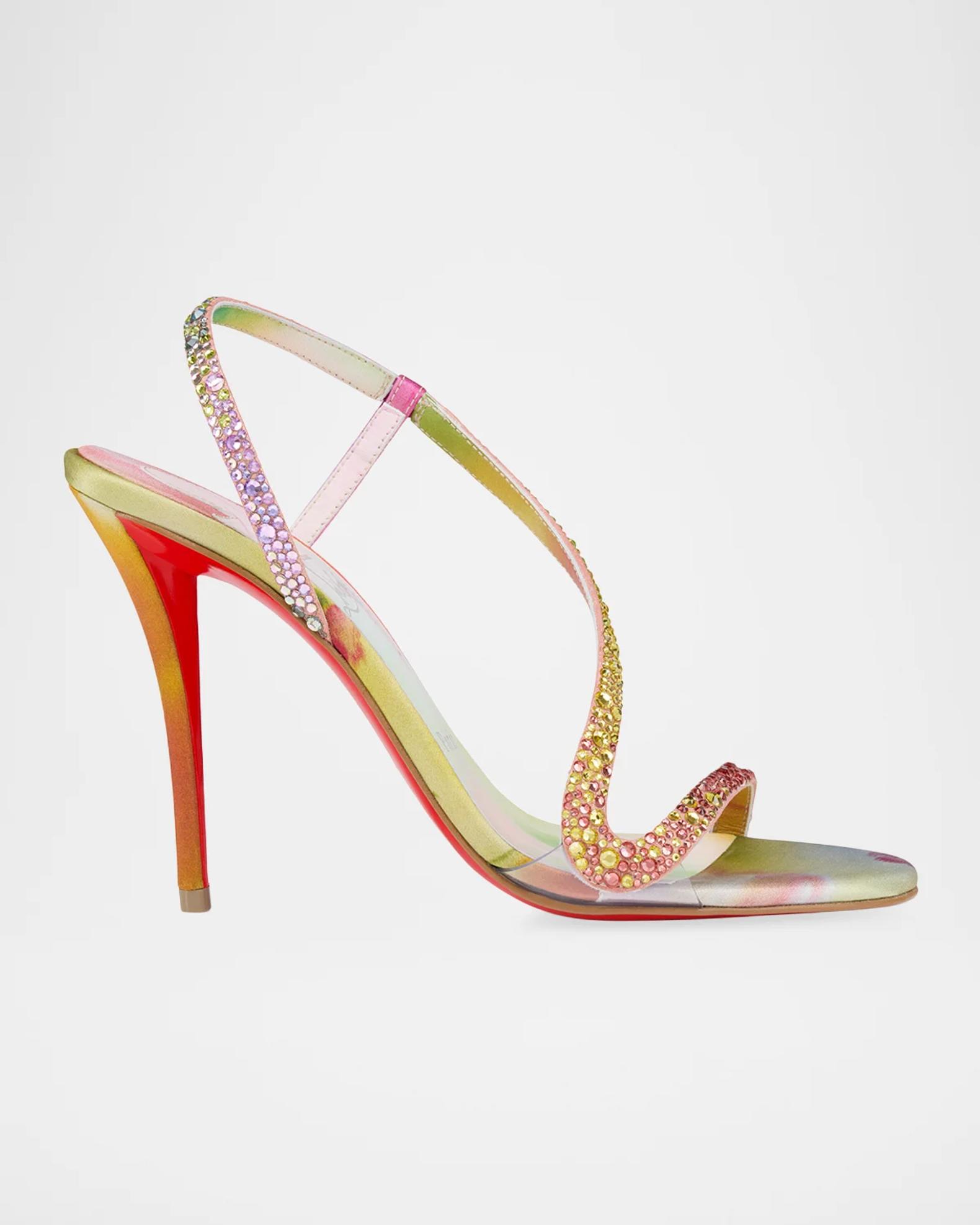 Christian Louboutin 100mm Rosa Z Embellished Floral Satin Sandals