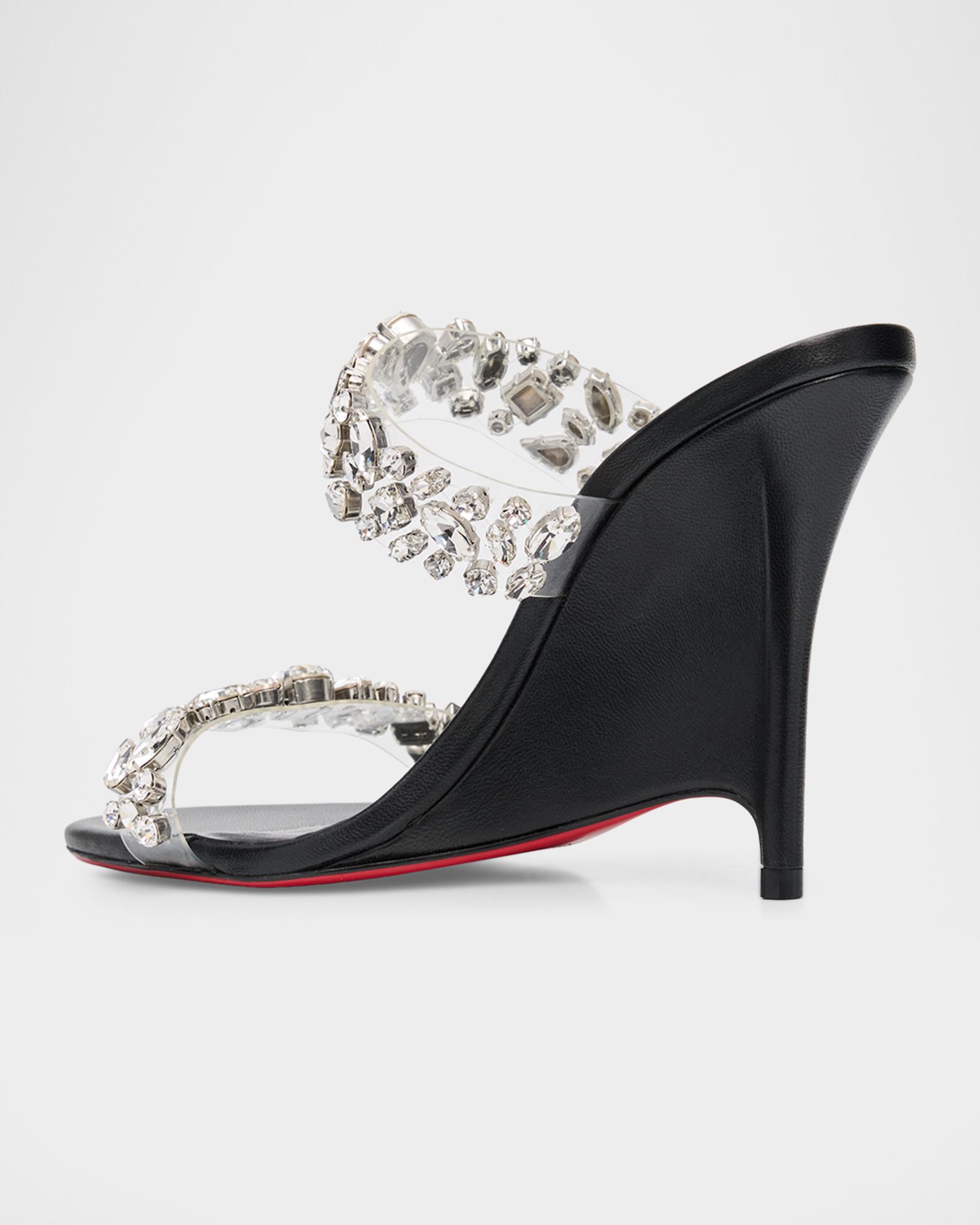 Christian Louboutin 100mm Solo Zee Embellished Leather Wedge