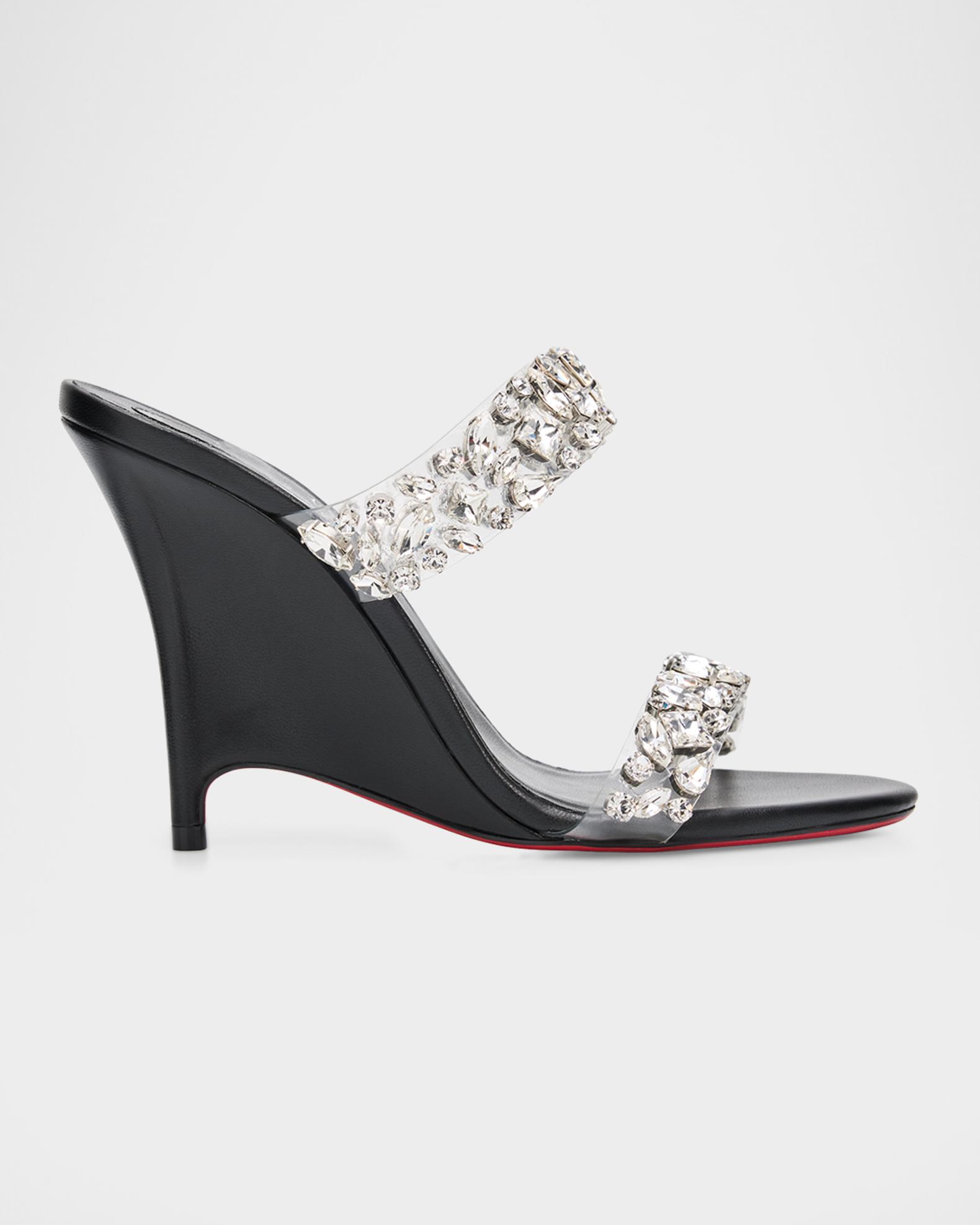 Christian Louboutin 100mm Solo Zee Embellished Leather Wedge
