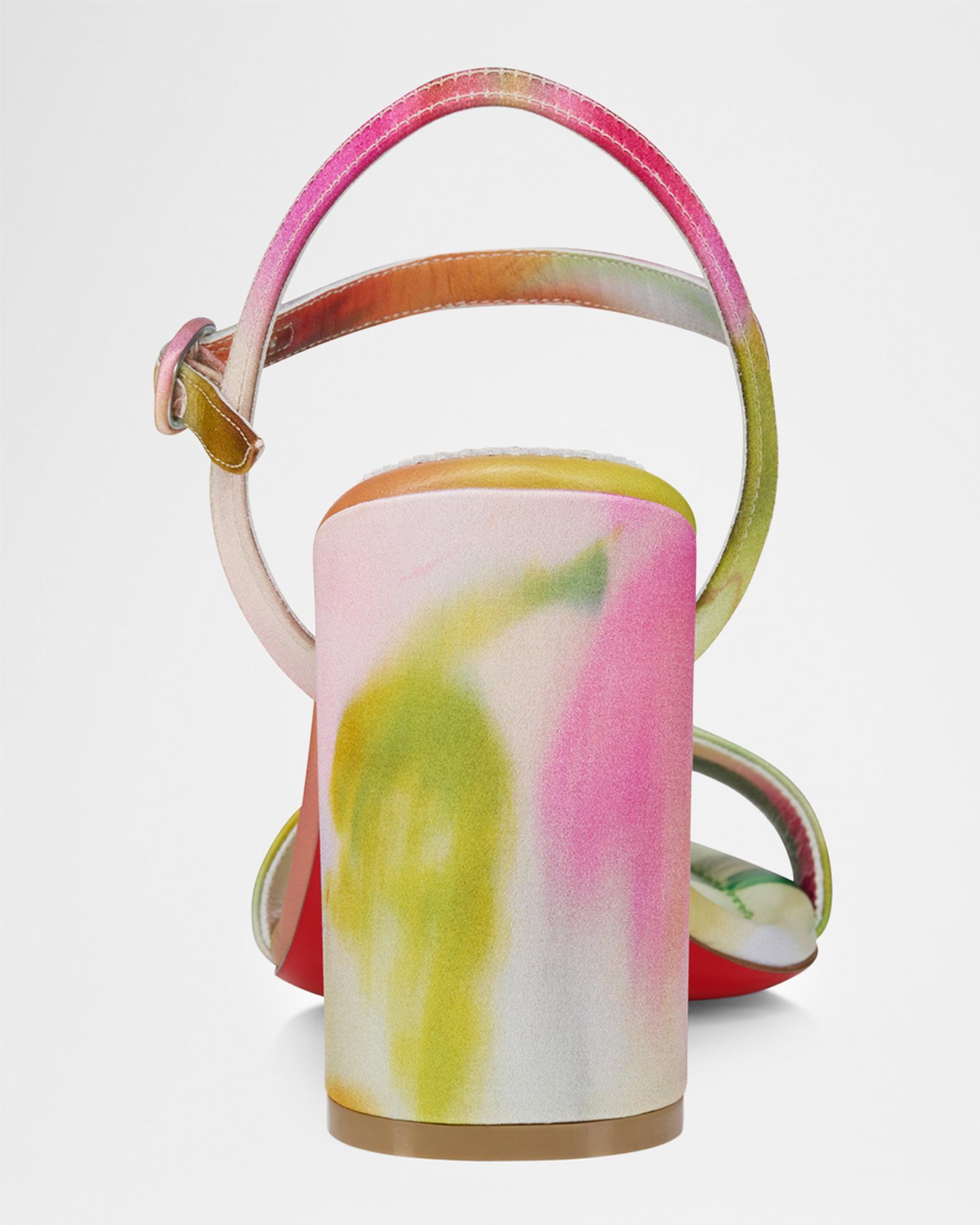 Christian Louboutin 85mm Jane Tie-Dye Satin Sandals | Neiman Marcus