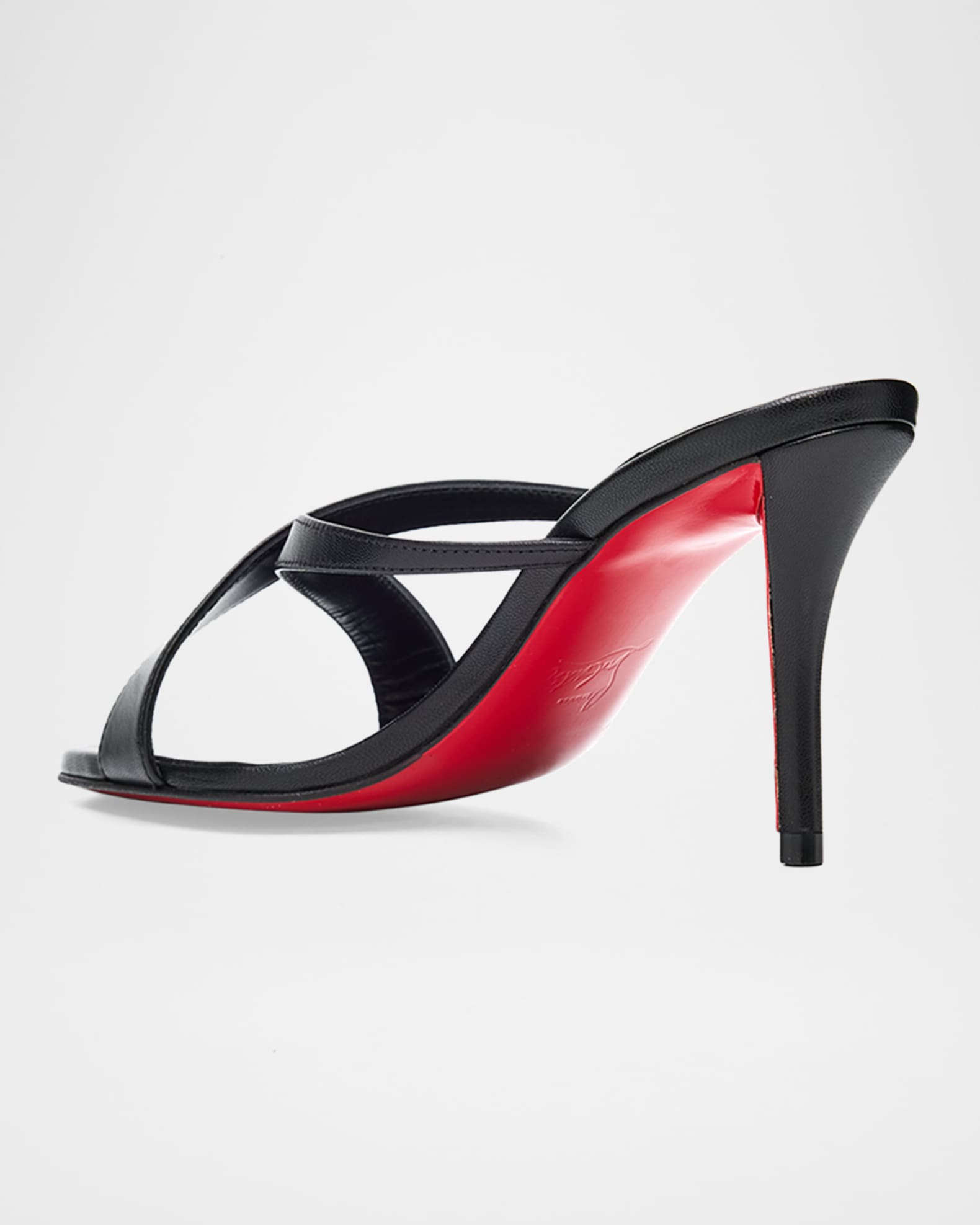 Christian Louboutin 80mm Mulazee Leather Crisscross Mules | Neiman