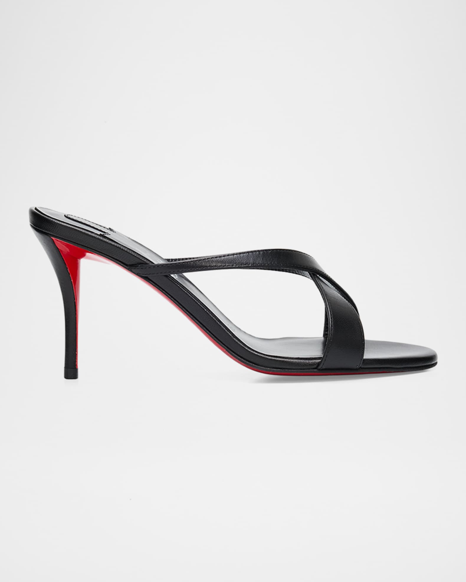 Christian Louboutin 80mm Mulazee Leather Crisscross Mules | Neiman