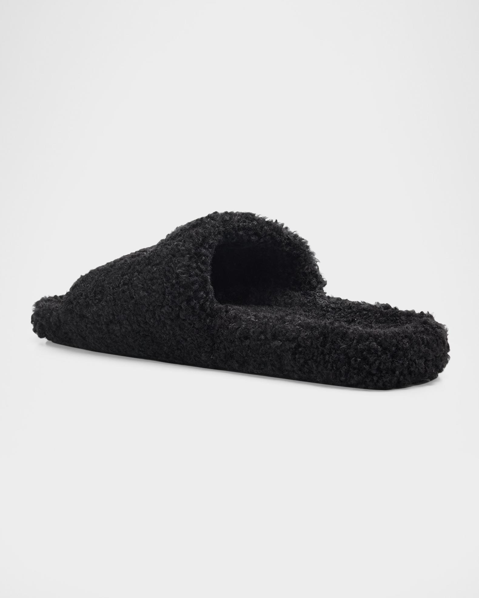 Balenciaga Men's Furry Slide Sandals | Neiman Marcus
