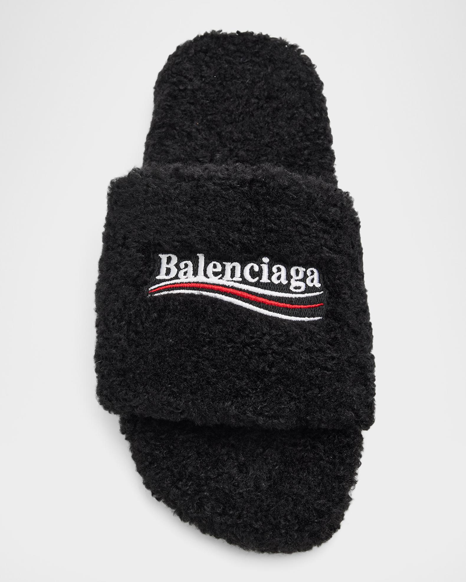 Balenciaga Men's Furry Slide Sandals | Neiman Marcus