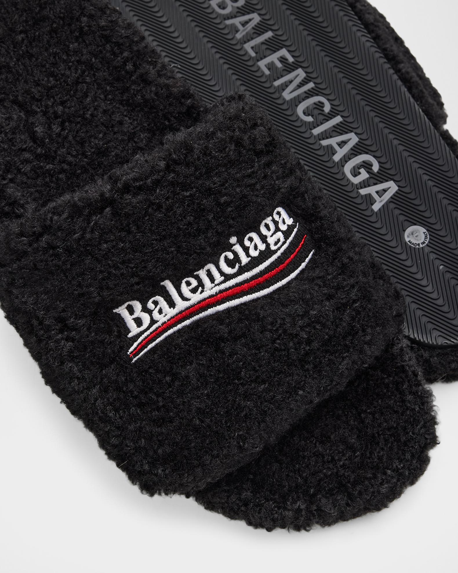 Balenciaga Men's Furry Slide Sandals | Neiman Marcus
