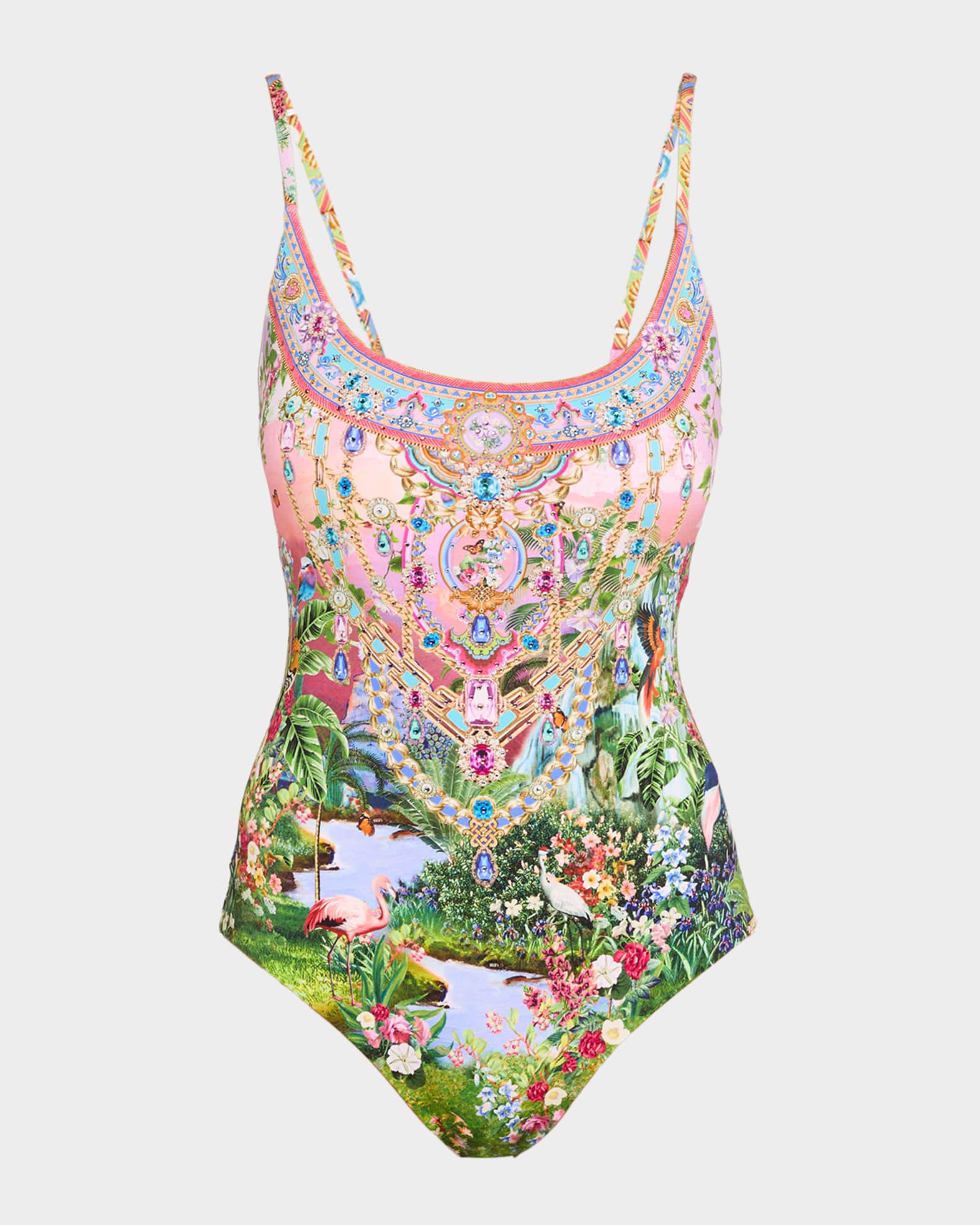 Camilla Turkish Delight Scoop-Neck One-Piece Swimsuit | Neiman Marcus