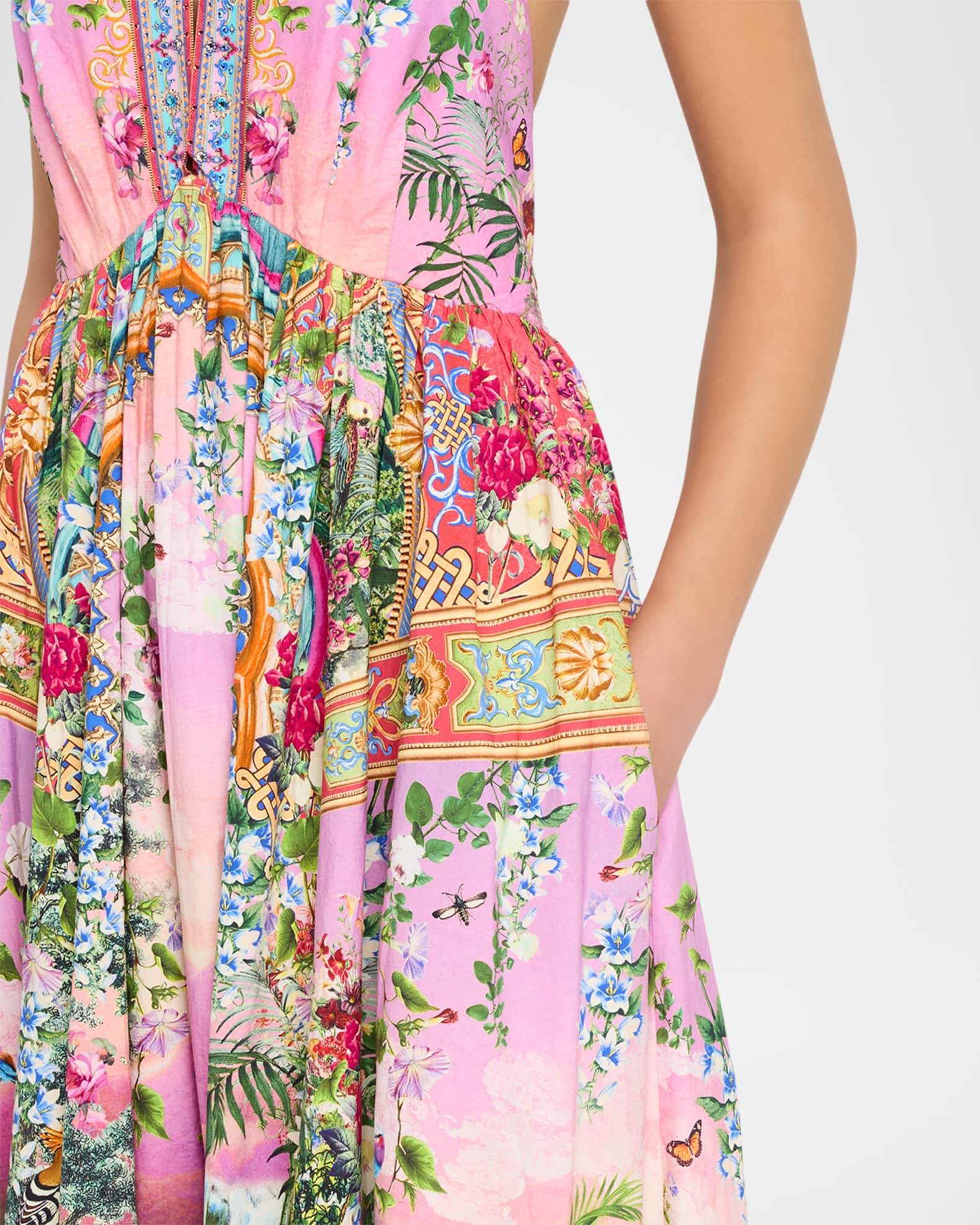 Camilla Turkish Delight Ruffle-Hem Halter Maxi Dress | Neiman Marcus