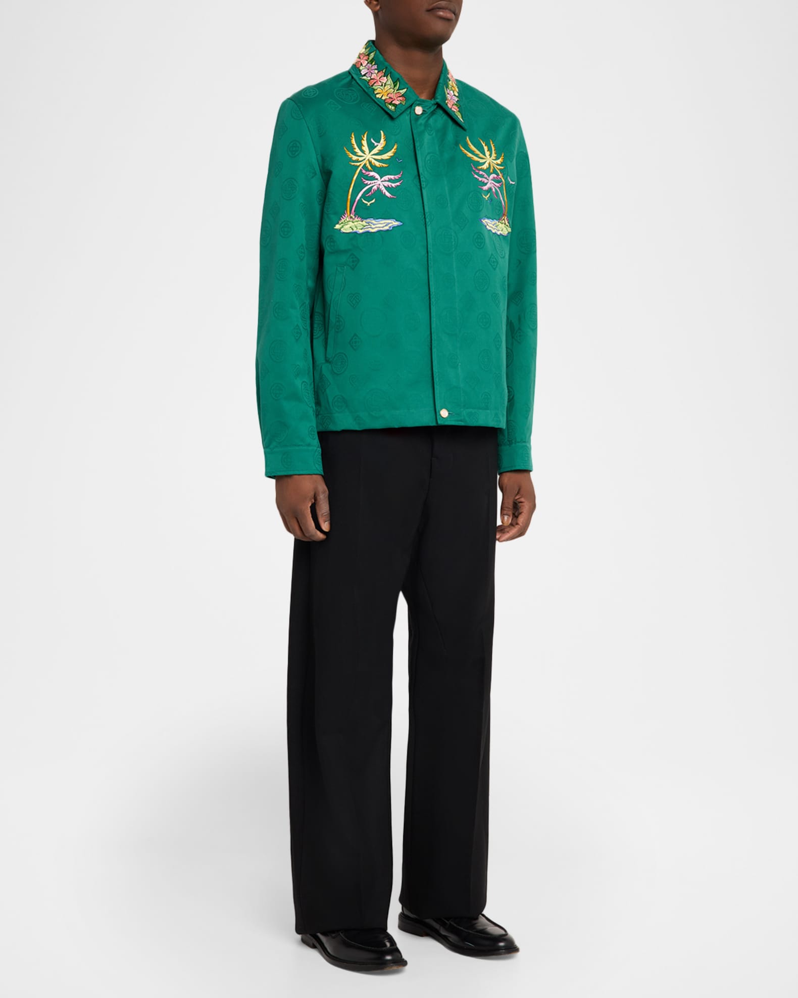 CASABLANCA Men's Monogram Jacquard Overshirt with Embroidery