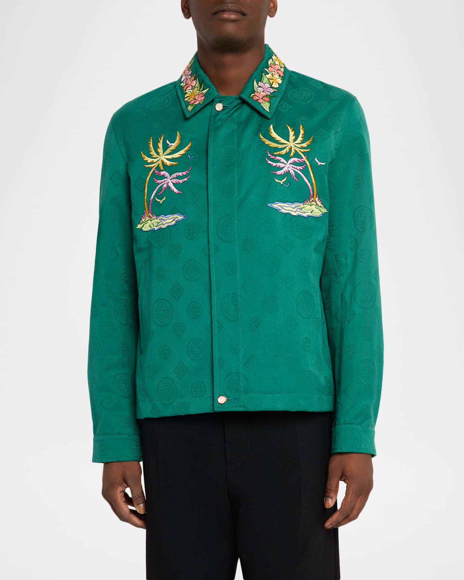 CASABLANCA Men's Monogram Jacquard Overshirt with Embroidery