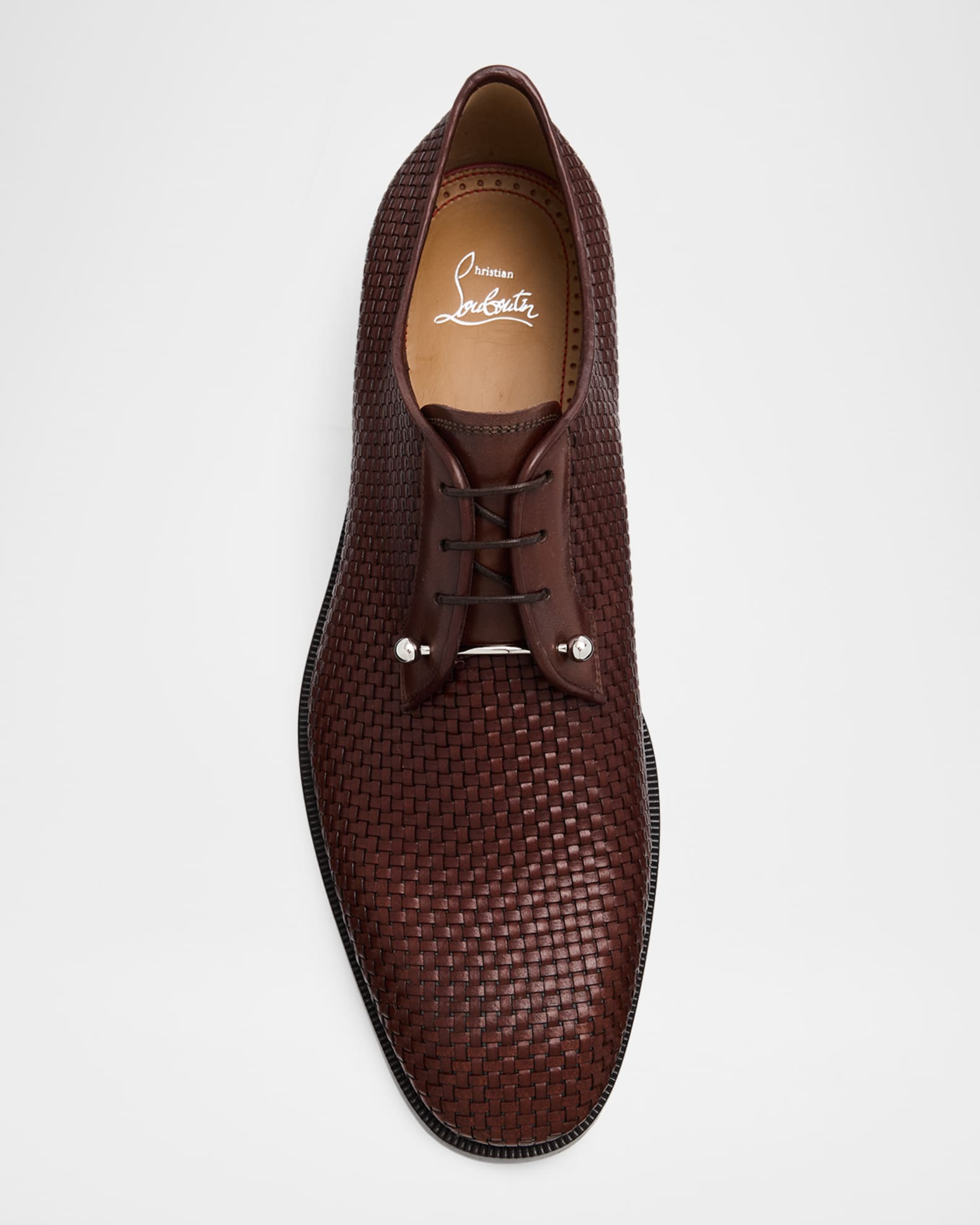 Christian Louboutin Men's Chambeliss Braided Leather Derby Shoes
