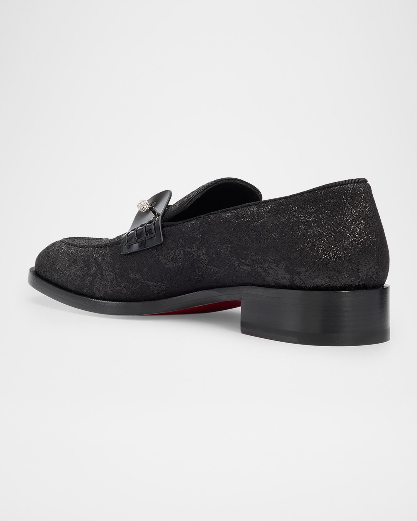 Christian Louboutin Men's Chambelimoc Collar Pin Jacquard Loafers