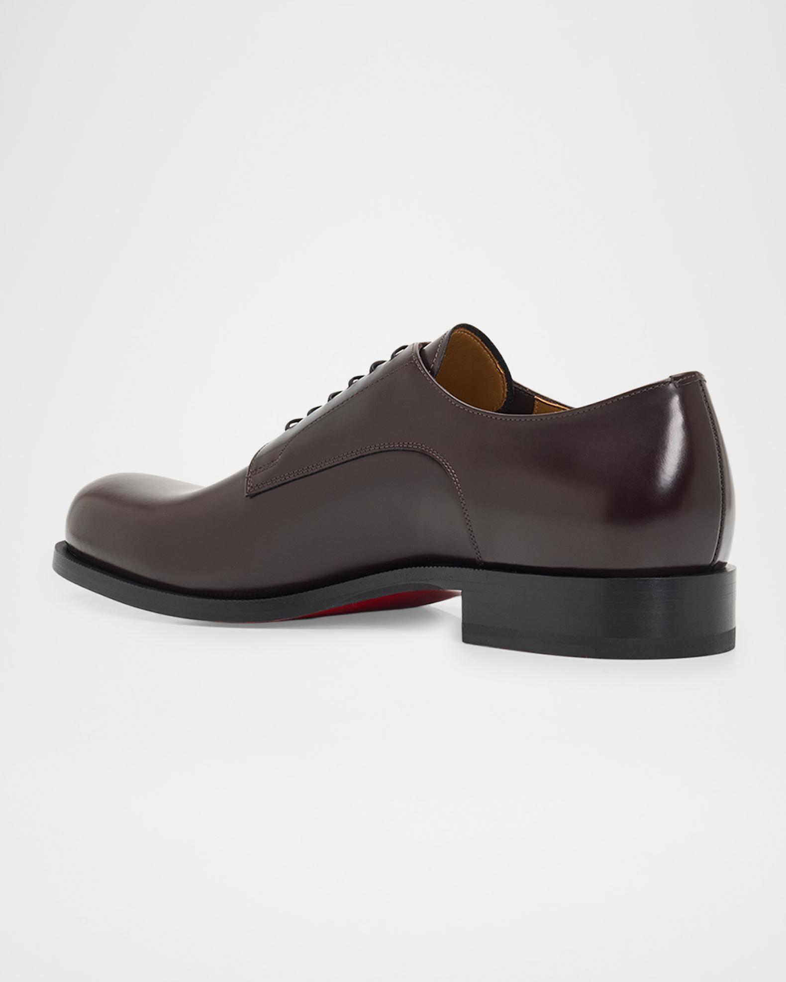 Christian Louboutin Men's Moustachou Red-Sole Leather Derby Shoes