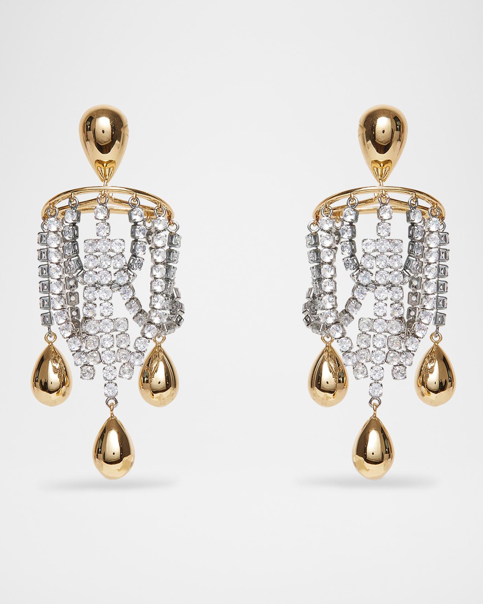 LELE SADOUGHI AUTHENTIC JET EMBELLISHED WITH 14K GOLD-PLATED STUDS WARM BEANIE Lele Sadoughi Crystal Opulent Chandelier Earrings | Neiman  main image 3