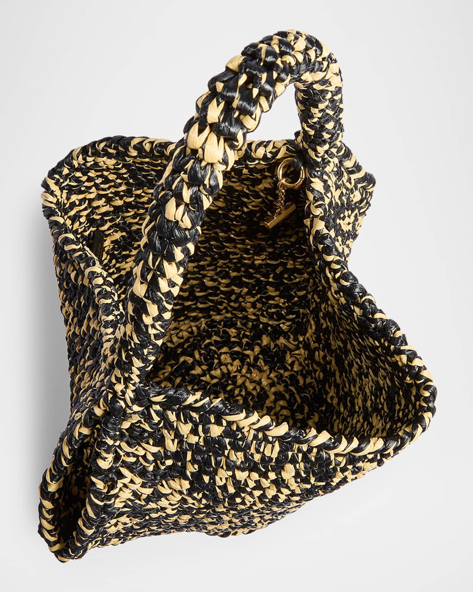 Khaite Lotus Mini Raffia Top-Handle Bag | Neiman Marcus