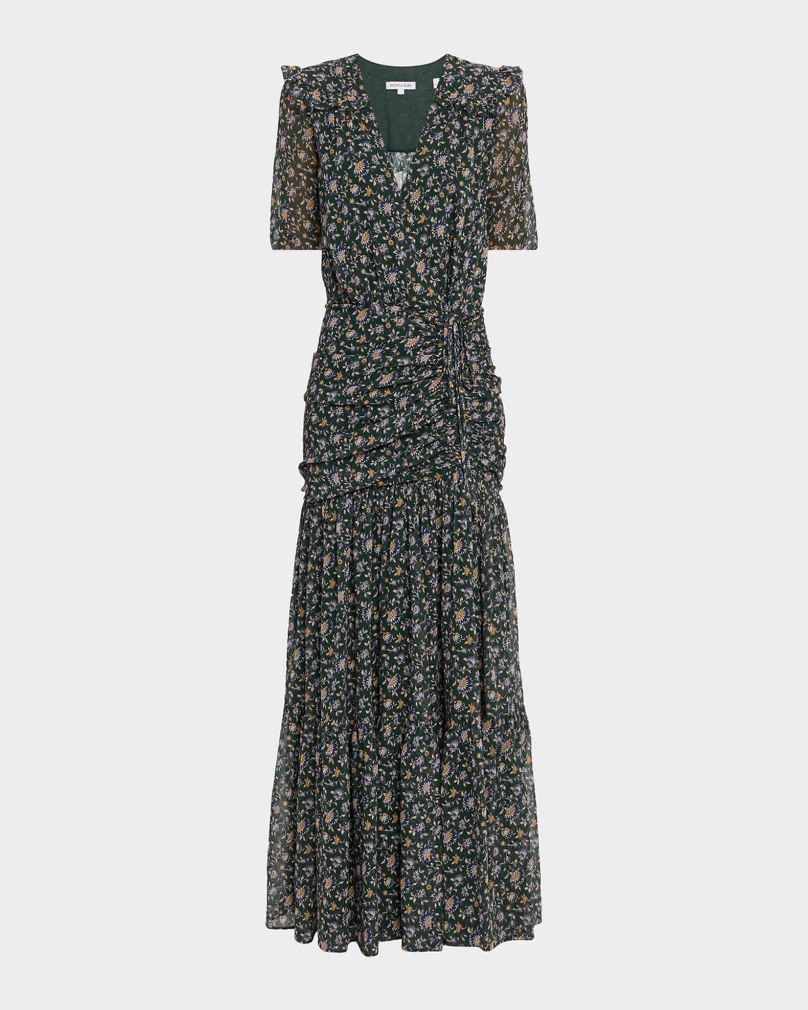 black green floral dress Amina Midi Dress in Green City Floral Olive main image 1