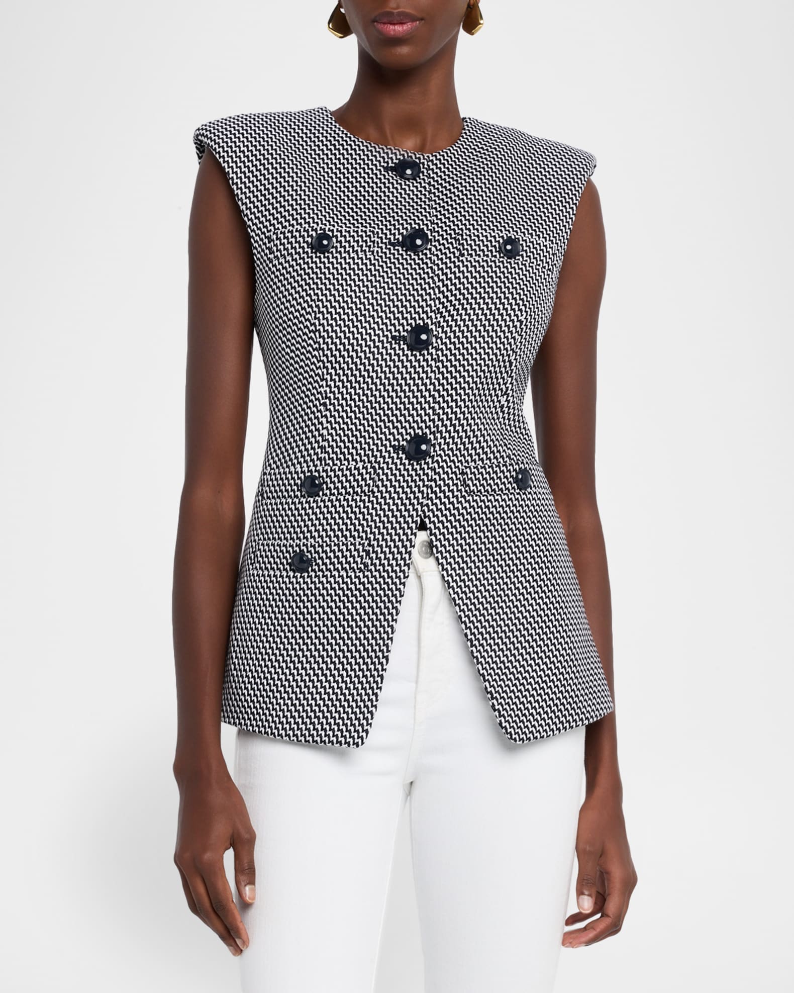 Veronica Beard Tamara Single-Breasted Split-Hem Vest | Neiman Marcus