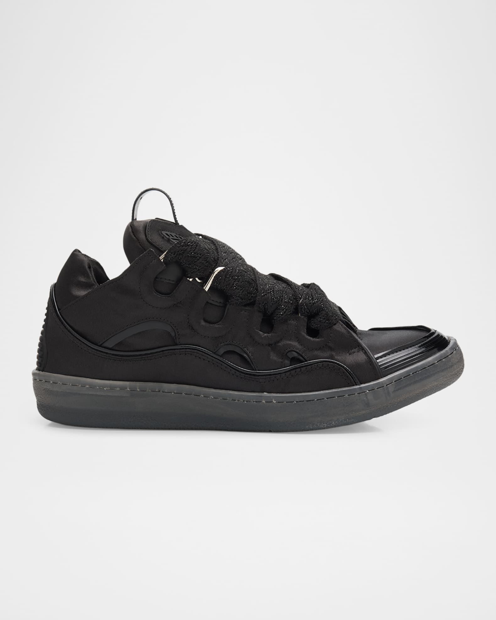 ラボン Lanvin Men's Curb Satin Leather Oversized Sneakers | Neiman Marcus