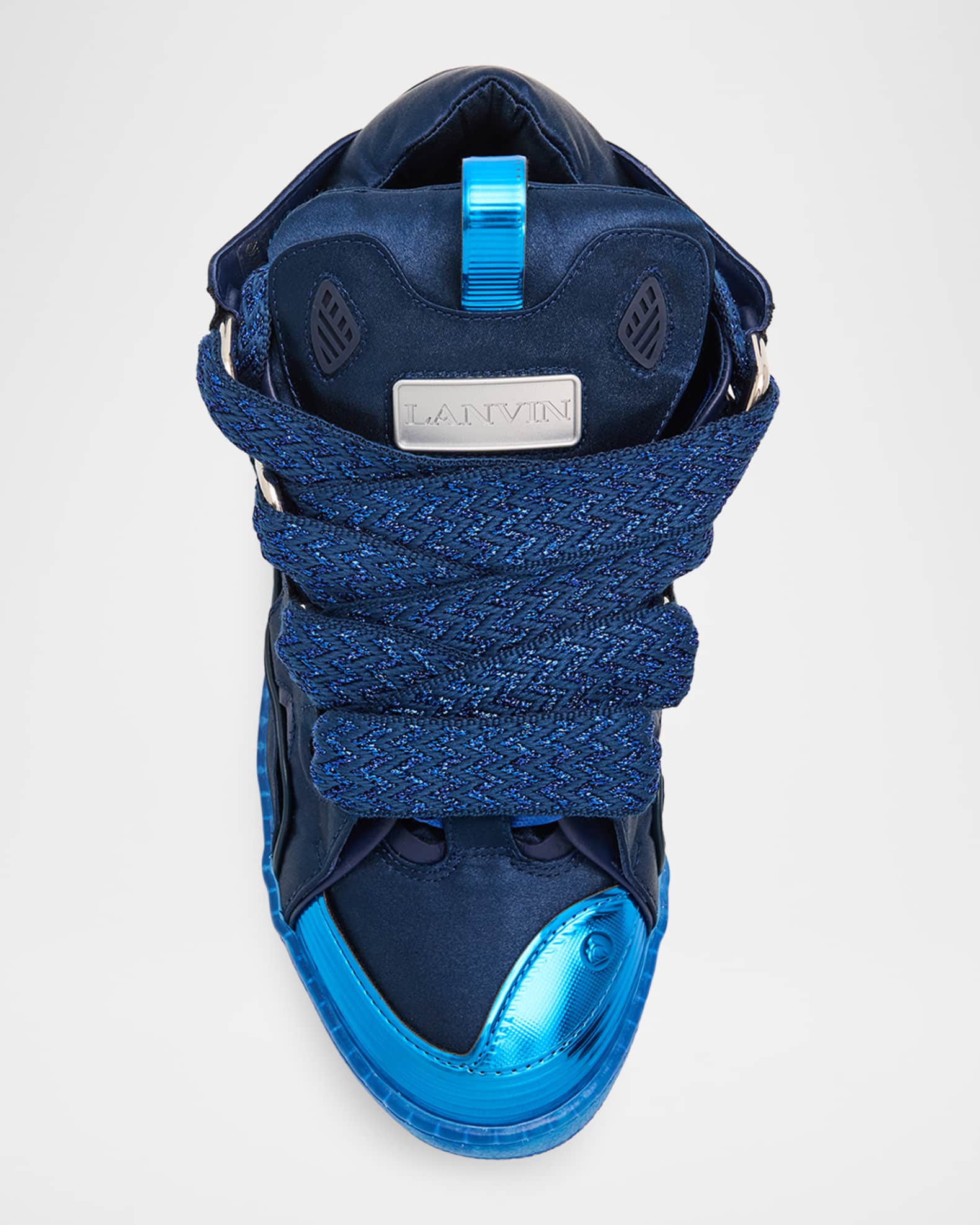 Lanvin Men's Curb Satin Leather Oversized Sneakers | Neiman Marcus