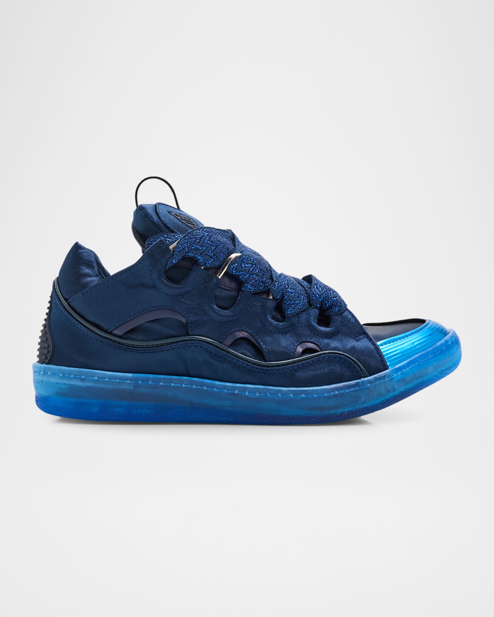 Lanvin Men's Curb Satin Leather Oversized Sneakers | Neiman Marcus