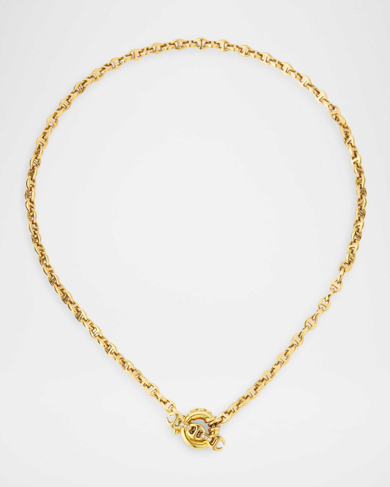 Hoorsenbuhs 18K Yellow Gold 3mm Open-Link Necklace with Diamond Toggle ...