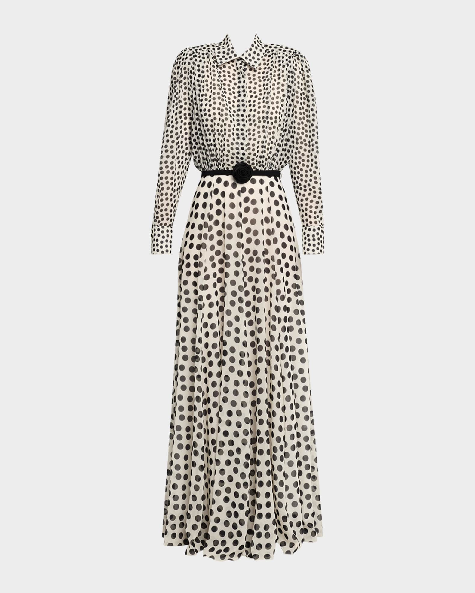 Chiara Boni La Petite Robe Liyan Belted Polka Dot Maxi Dress | Neiman Marcus