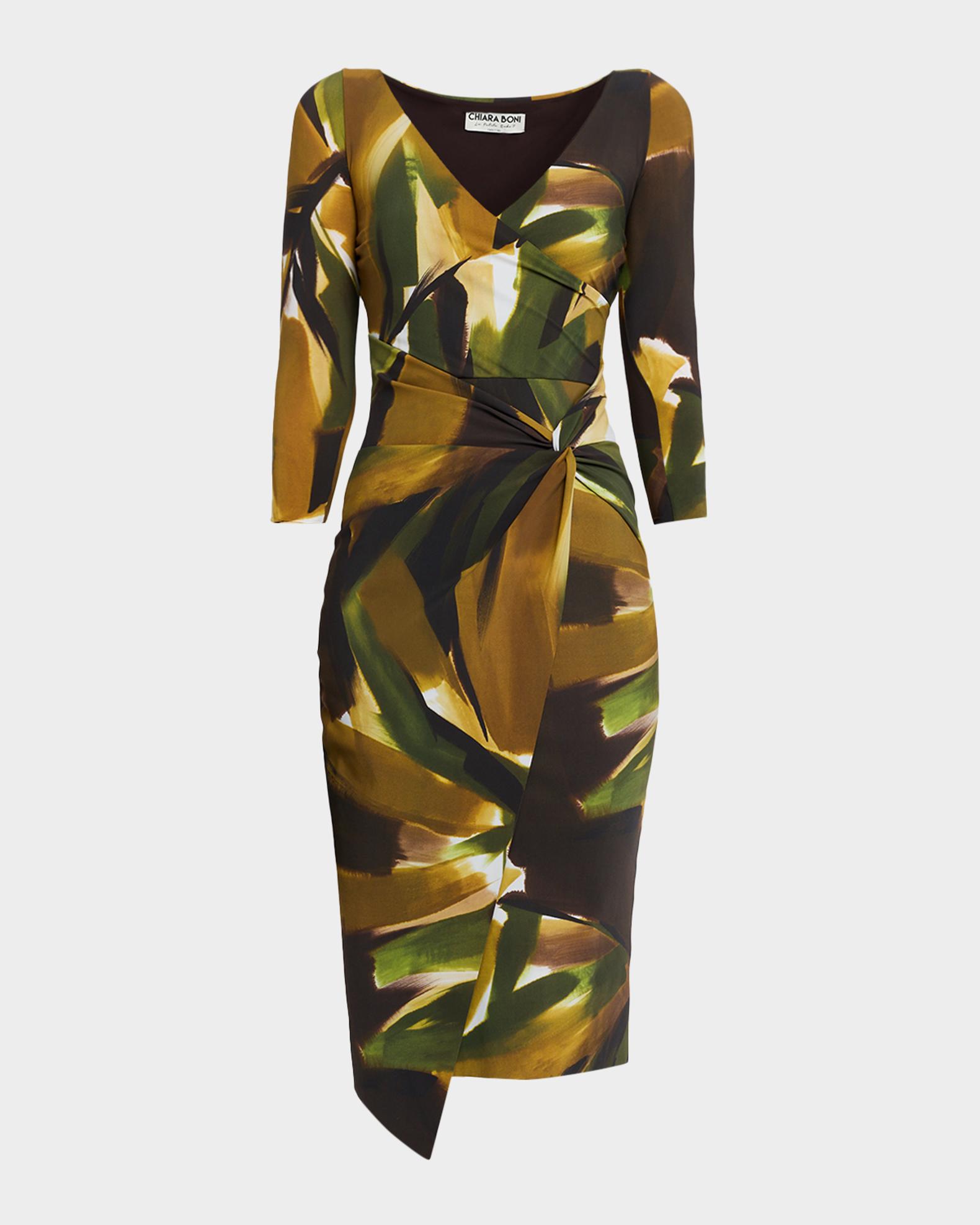 chiara boni midi dress Chiara Boni La Petite Robe Axas Gathered Abstract-Print Midi Dress, Veronica, Women's, 48 (12), Petites Petite Dresses & Jumpsuits