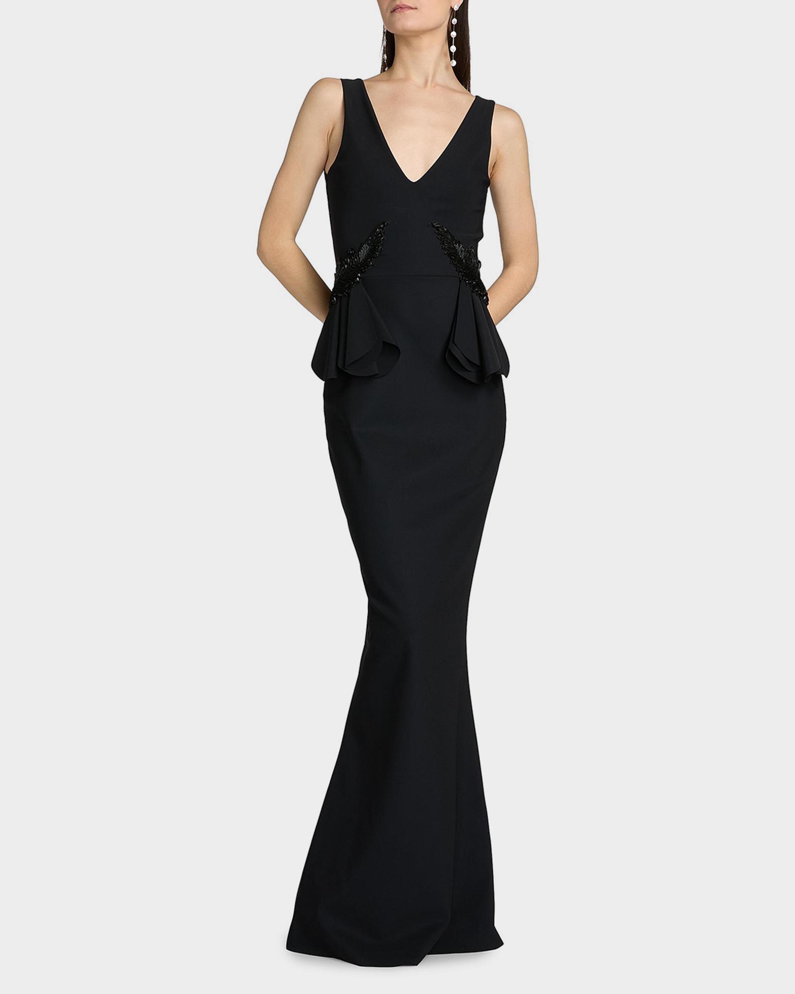 Chiara Boni La Petite Robe Nawa Deep V-Neck Beaded Mermaid Gown ...