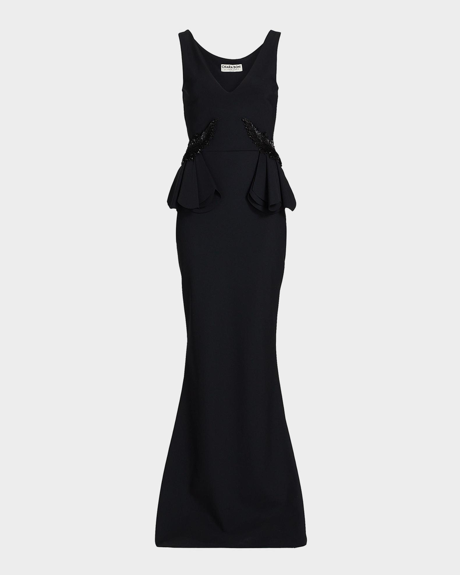 Chiara Boni La Petite Robe Nawa Deep V-Neck Beaded Mermaid Gown